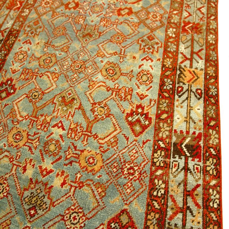 Persischer Malayer Läufer Teppich - Wolle Blau Rot Gelb Design - 92705 im Zustand „Hervorragend“ im Angebot in Dallas, TX