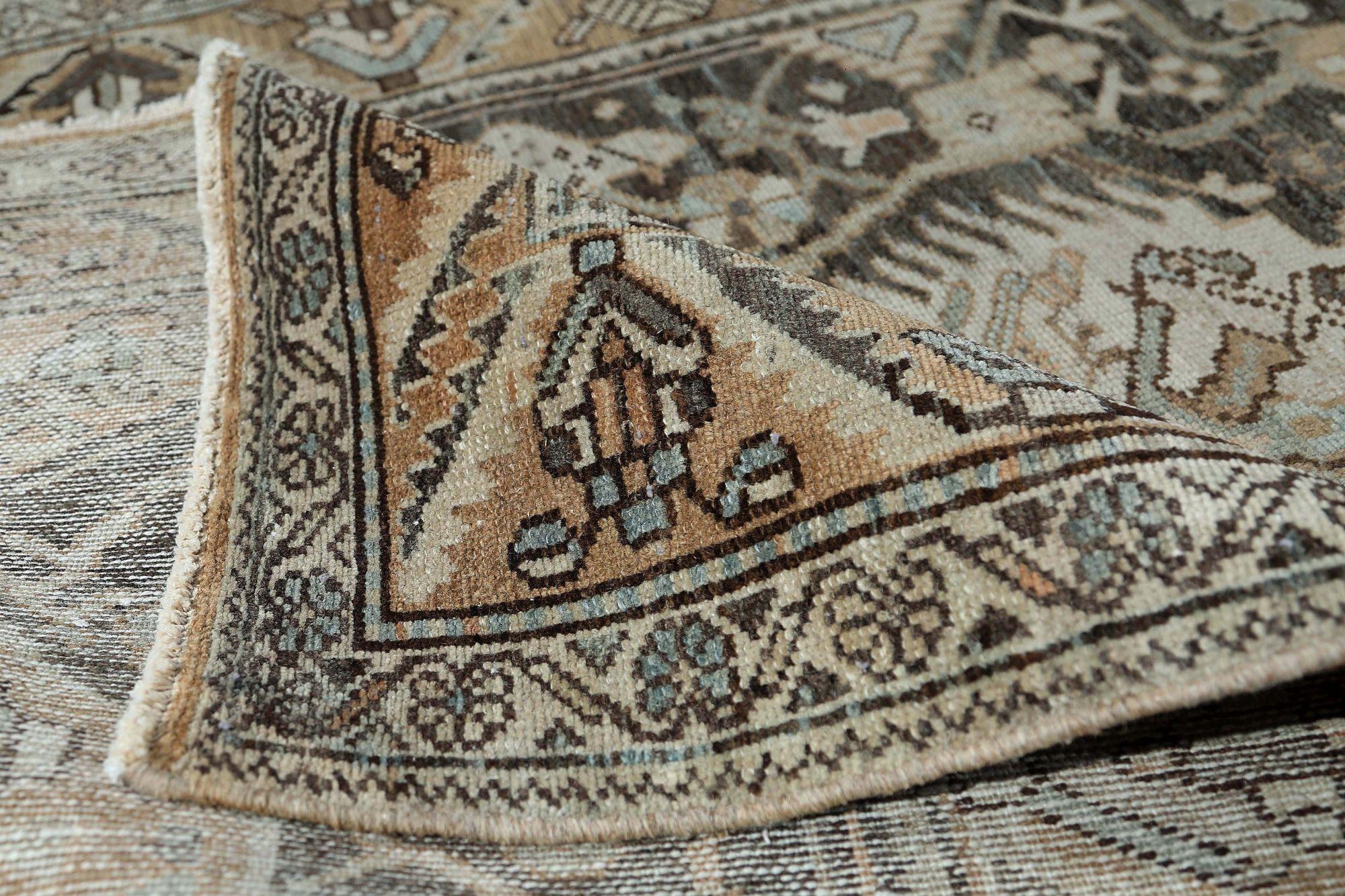 Persischer Malayer Läufer Teppich - Wolle Brown Design - 96892 (Irakisch) im Angebot