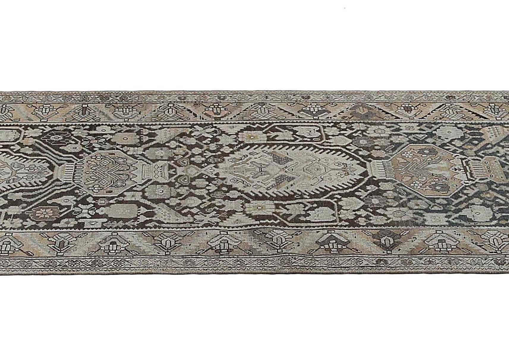 Persischer Malayer Läufer Teppich - Wolle Brown Design - 96892 im Zustand „Hervorragend“ im Angebot in Dallas, TX