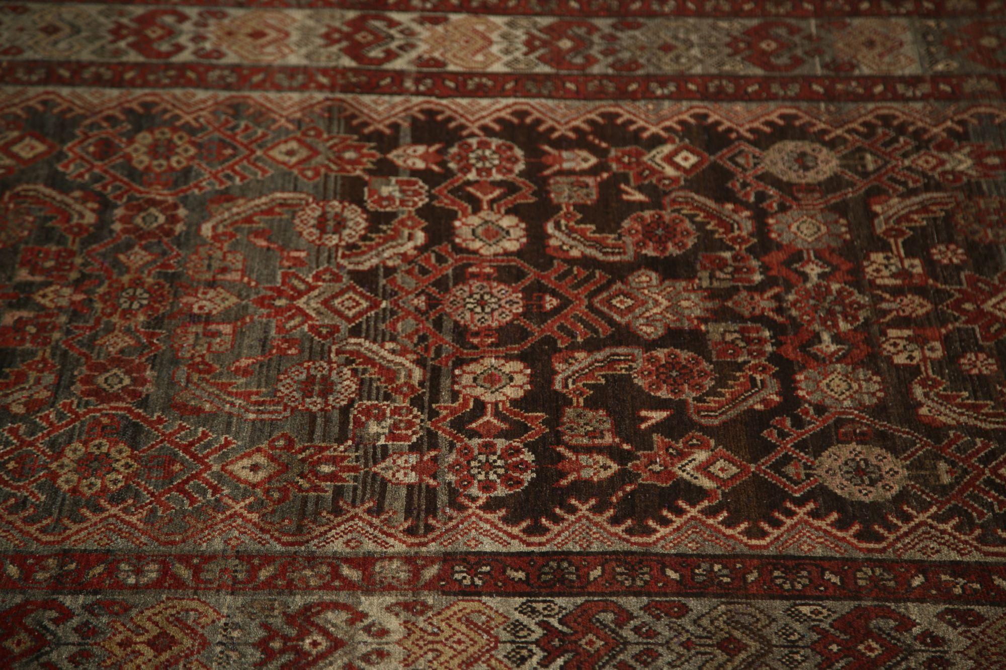 Persischer Malayer Läufer Teppich - Wolle Brown Design - 97120 im Zustand „Hervorragend“ im Angebot in Dallas, TX