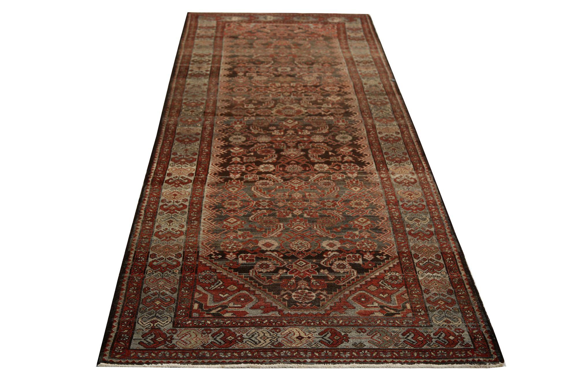 Persischer Malayer Läufer Teppich - Wolle Brown Design - 97120 (20. Jahrhundert) im Angebot