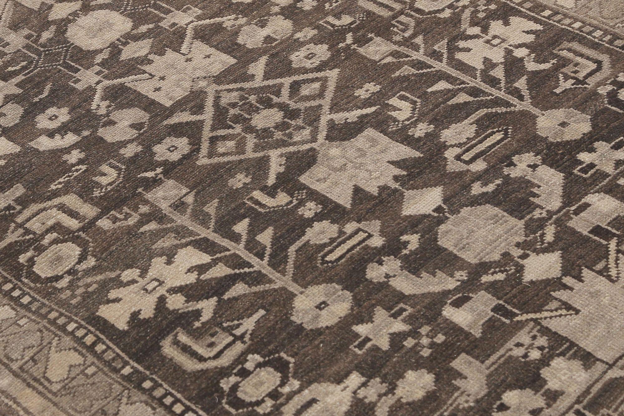 Iracheno Tappeto Persiano Malayer Runner - Design Marrone Lana - 97461 in vendita
