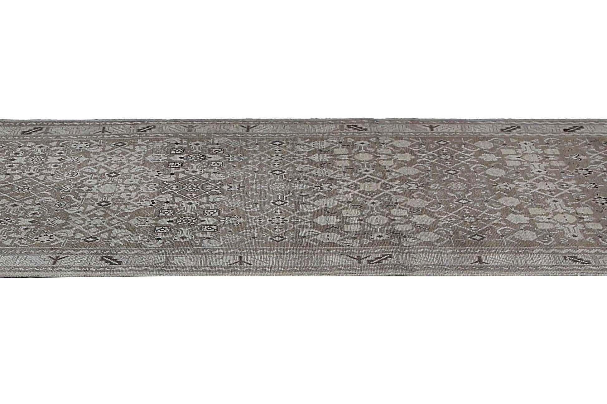 Persischer Malayer Läufer Teppich - Wolle Brown Design - 97560 im Zustand „Hervorragend“ im Angebot in Dallas, TX