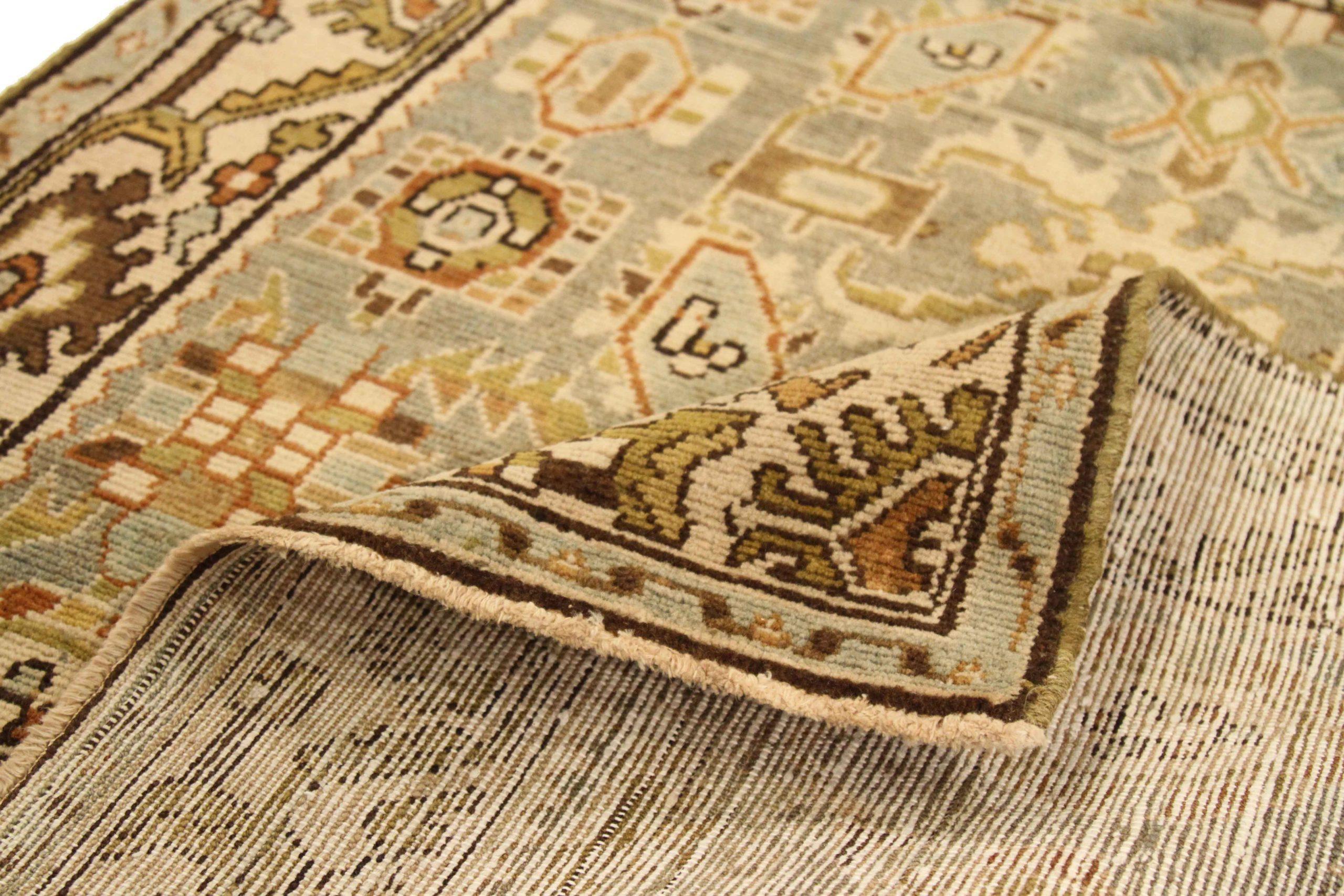 Persischer Malayer Läufer Teppich - Wolle Braun Grau Grün Elfenbein - 75823 (Irakisch) im Angebot