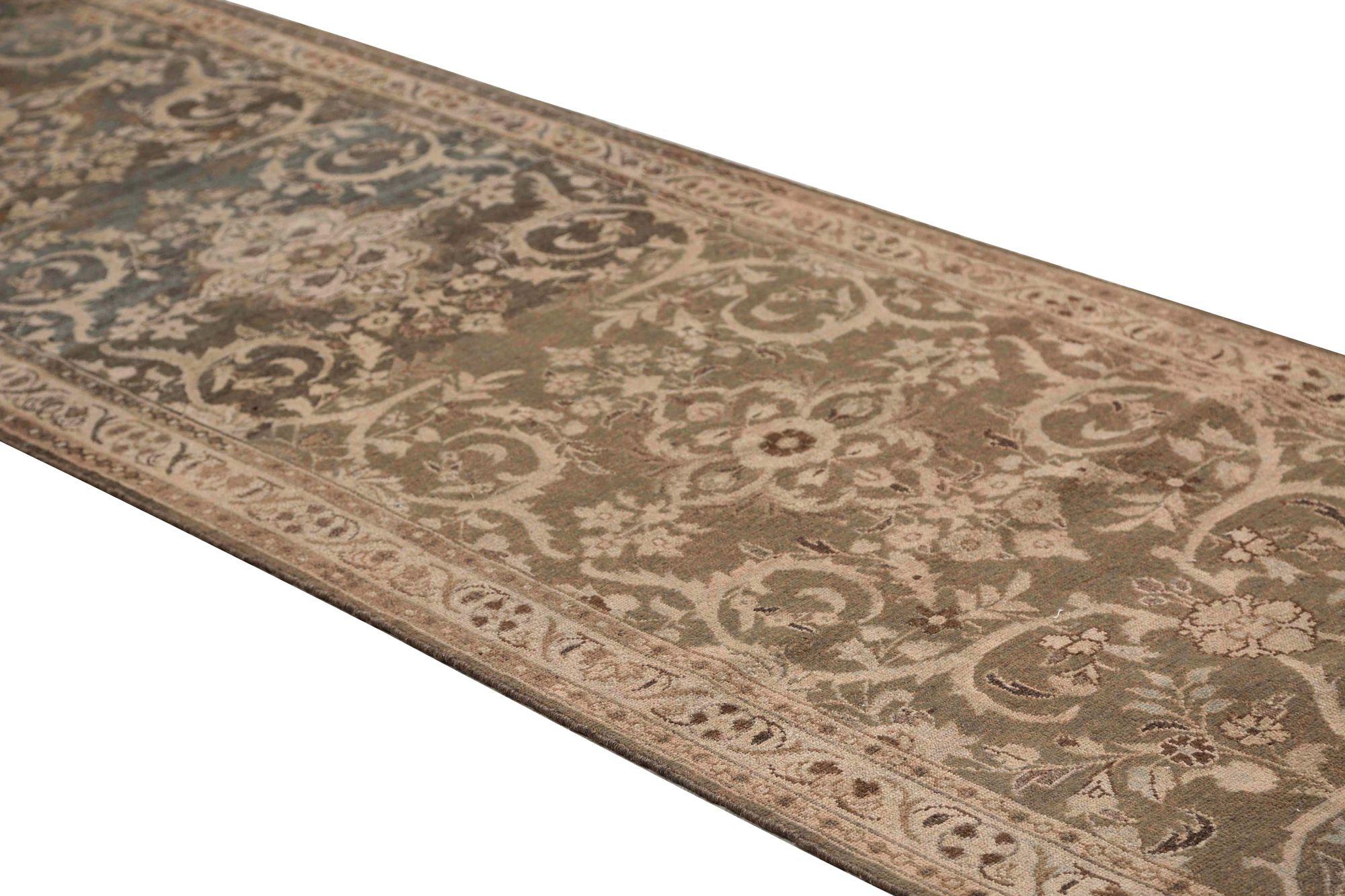 Persischer Malayer Läufer Teppich - Wolle Braun Grau Elfenbein Design - 97753 (Irakisch) im Angebot