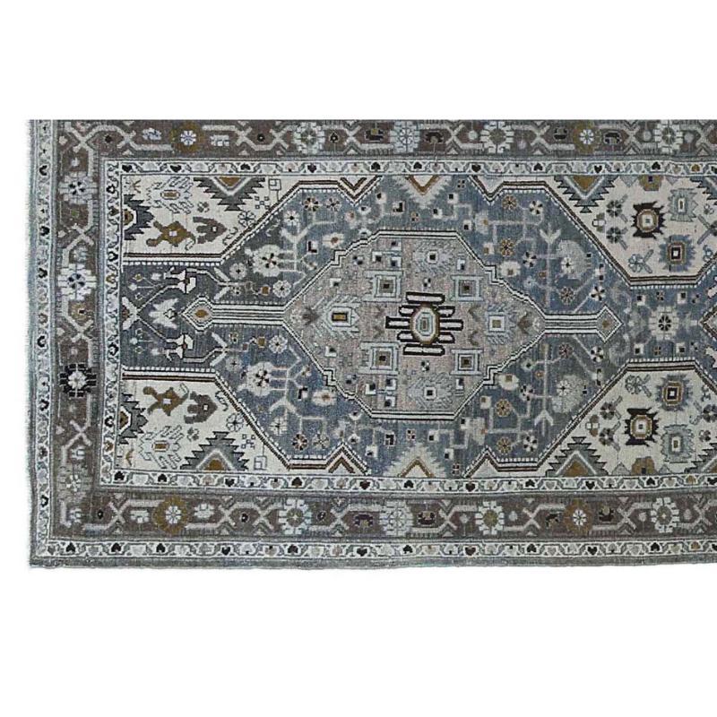 Persischer Malayer Läufer Teppich - Wolle Braun Grau Elfenbein Design - 97904 (Irakisch) im Angebot