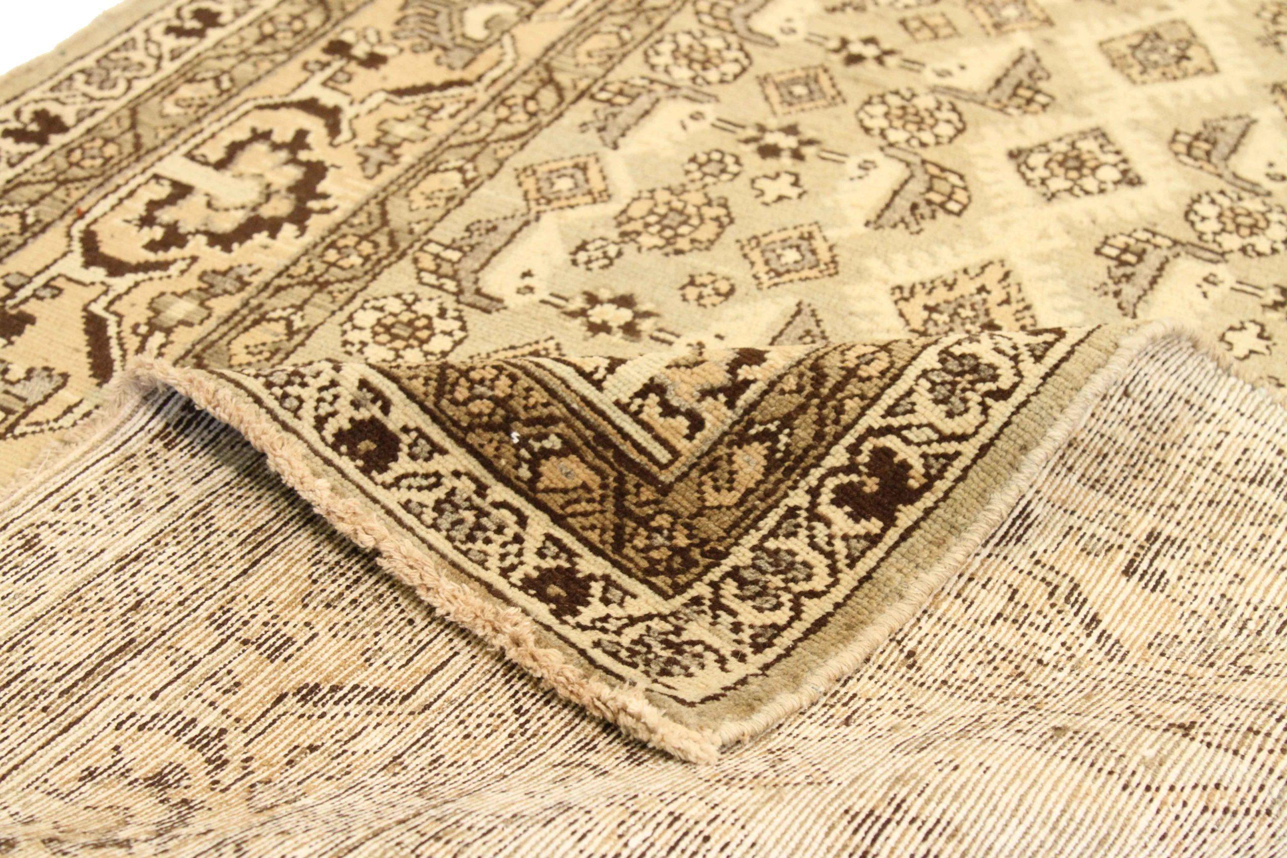 Persischer Malayer Läufer Teppich - Wolle Braun Elfenbein Design - 75802 (Irakisch) im Angebot