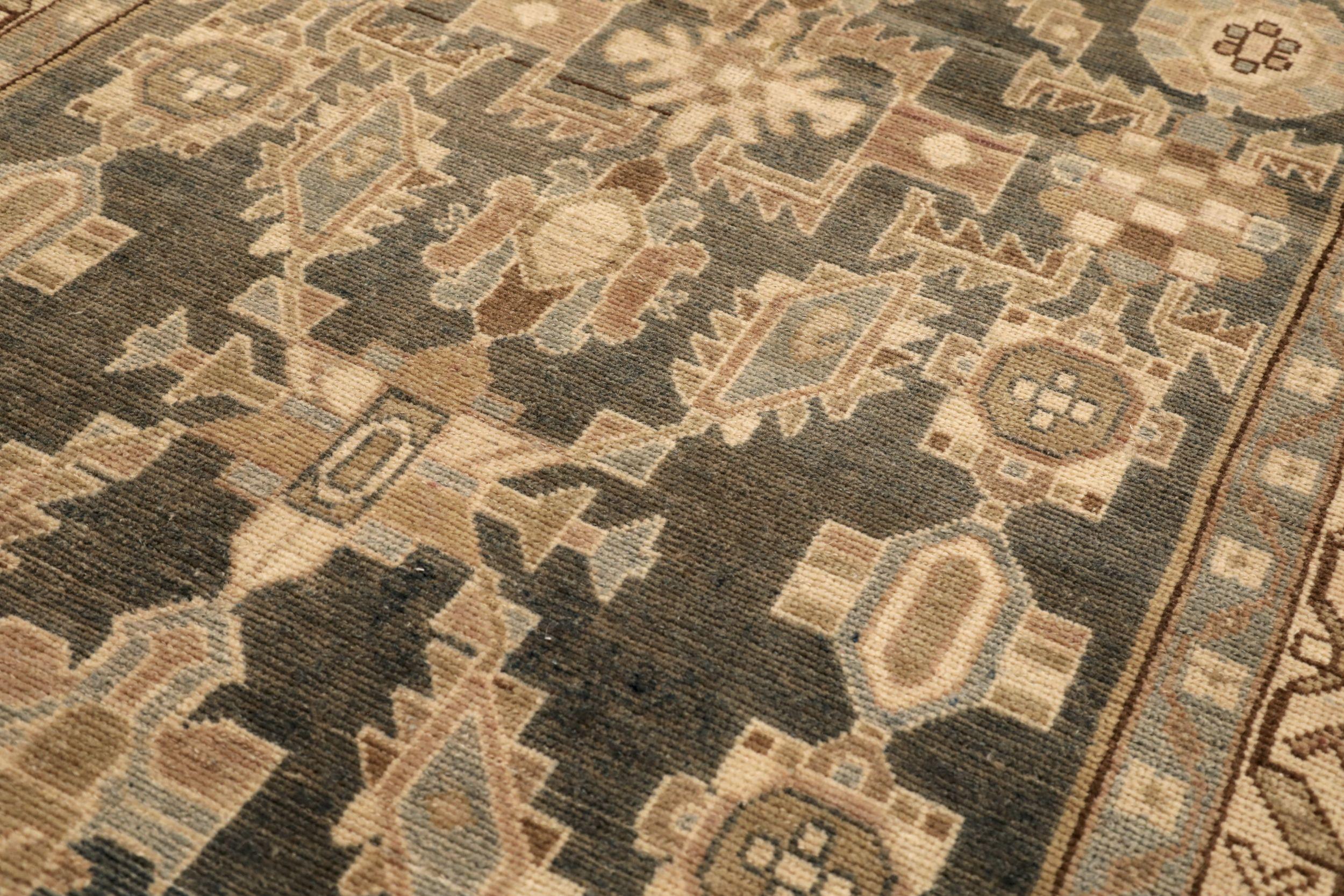 Persischer Malayer Läufer Teppich - Wolle Braun Elfenbein Design - 94565 (Stammeskunst) im Angebot