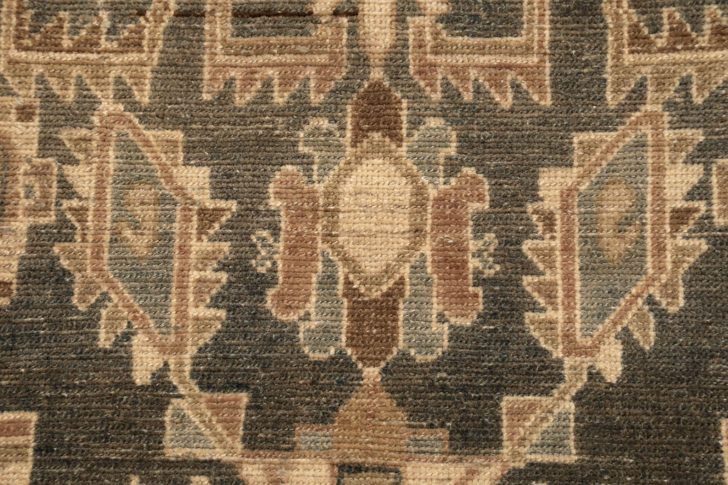 Persischer Malayer Läufer Teppich - Wolle Braun Elfenbein Design - 94565 im Zustand „Hervorragend“ im Angebot in Dallas, TX