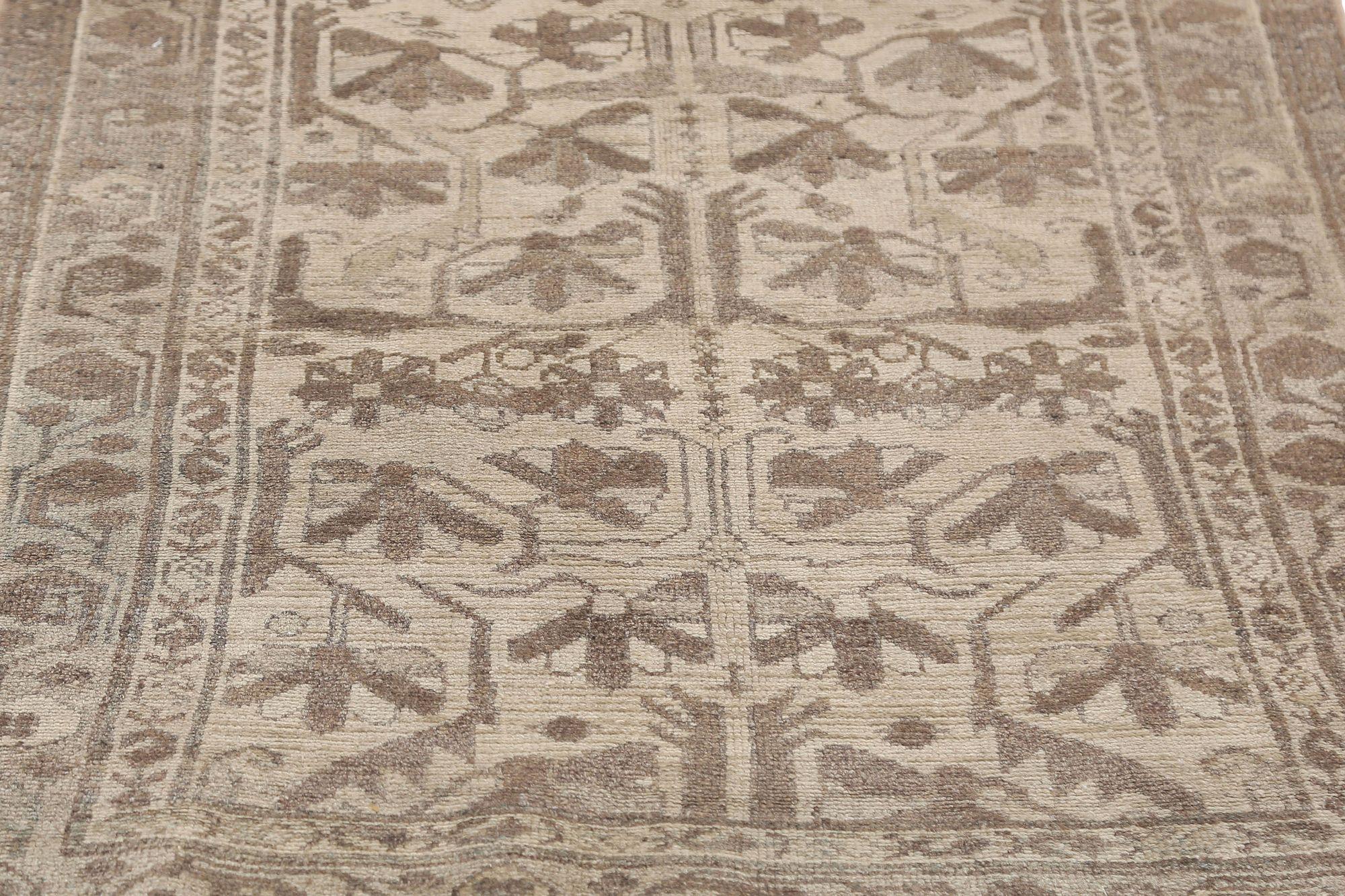 Persischer Malayer Läufer Teppich - Wolle Braun Elfenbein Design - 97094 (Irakisch) im Angebot