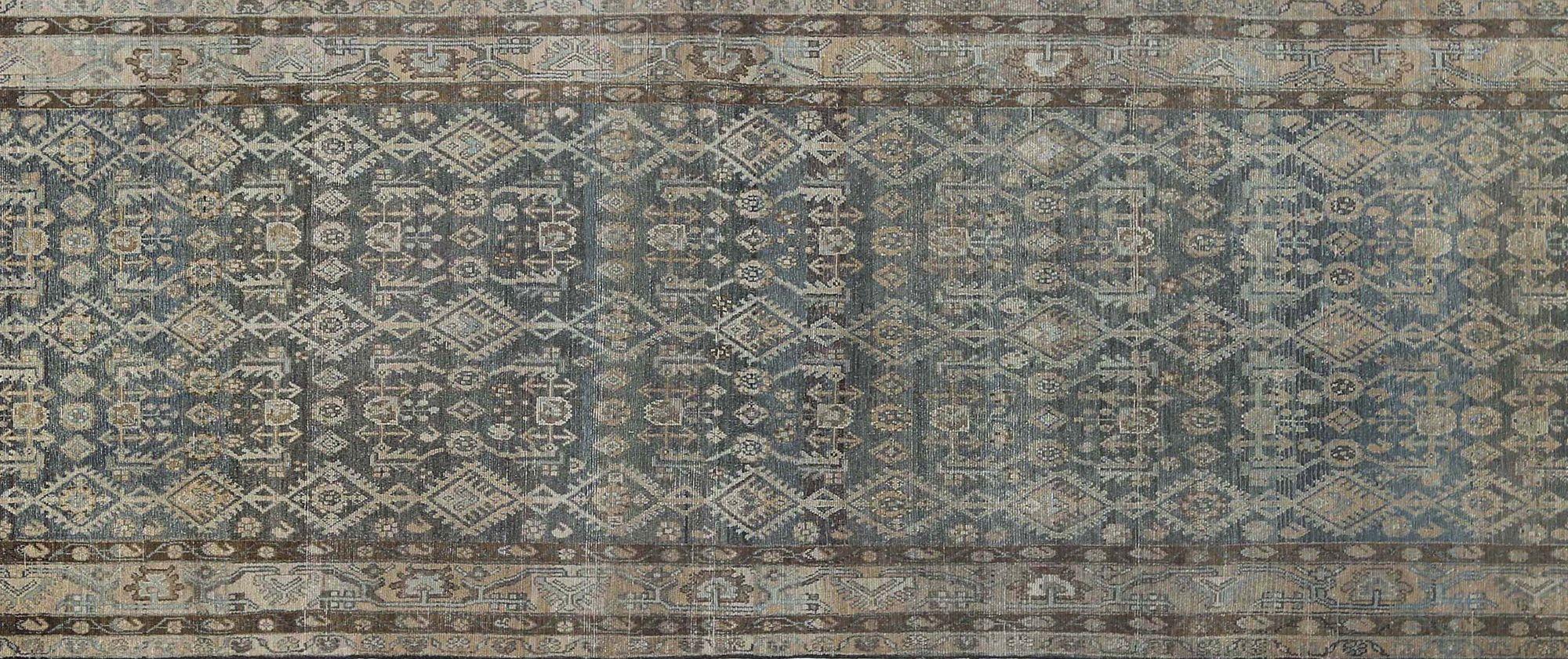Persischer Malayer Läufer Teppich - Wolle Braun Elfenbein Design - 97540 (20. Jahrhundert) im Angebot