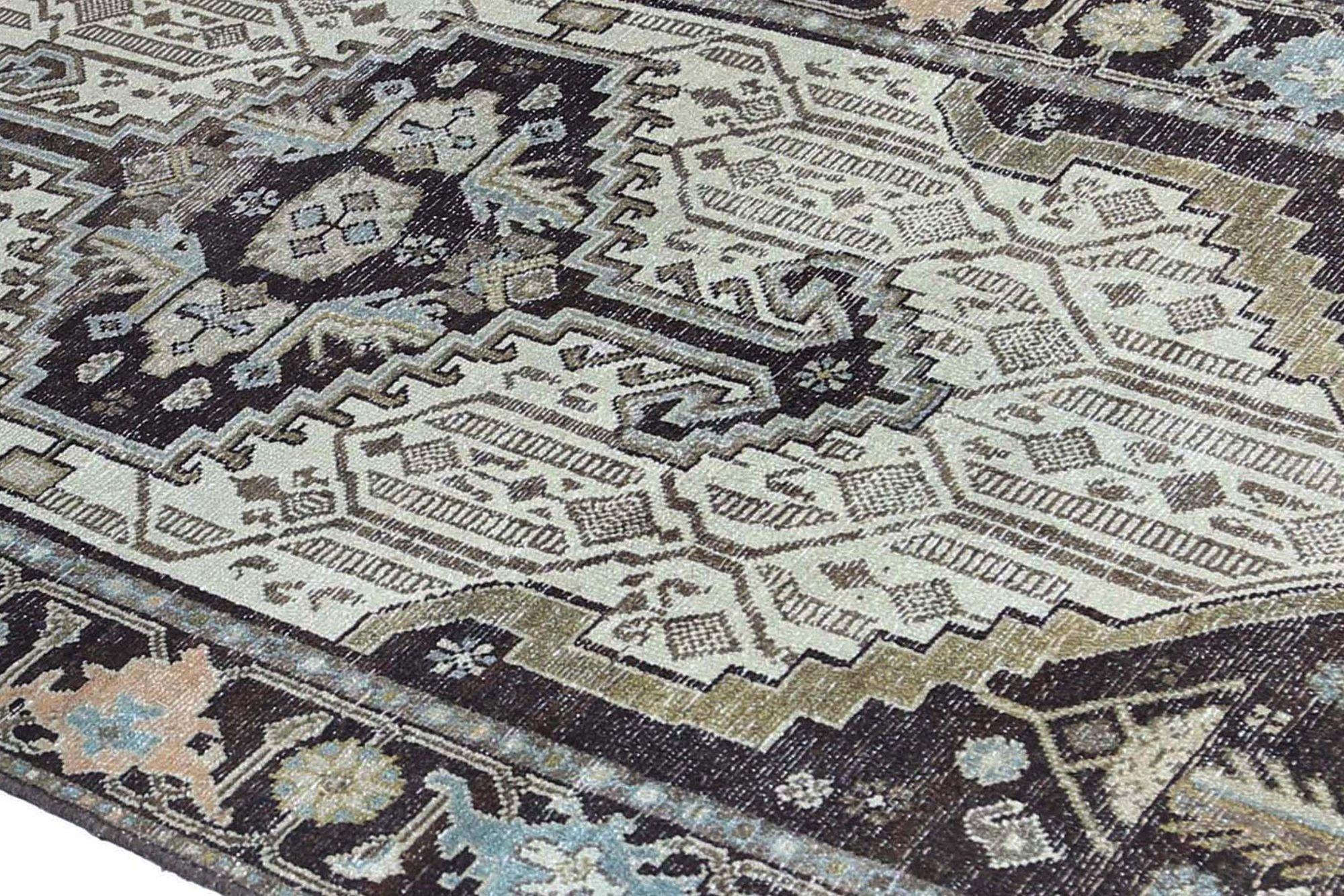 Persischer Malayer Läufer Teppich - Wolle Braun Elfenbein Design - 97543 (20. Jahrhundert) im Angebot