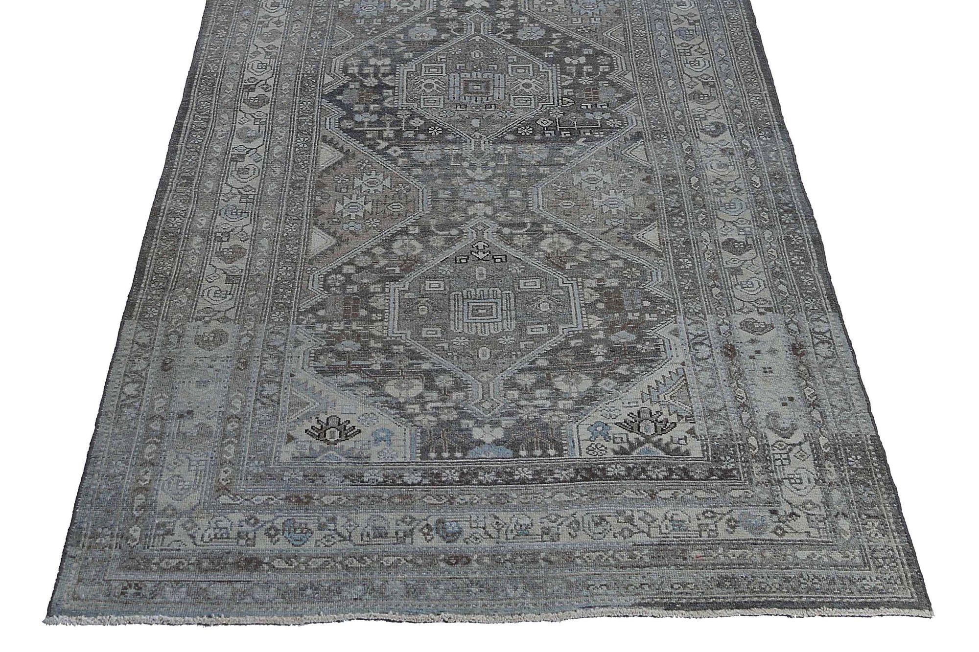 XX secolo Tappeto persiano Malayer Runner - Disegno in lana marrone avorio - 97586 in vendita
