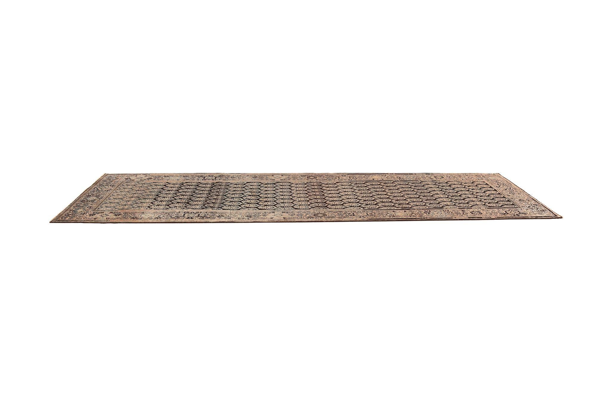 Persischer Malayer Läufer Teppich - Wolle Braun Elfenbein Design - 97679 (20. Jahrhundert) im Angebot