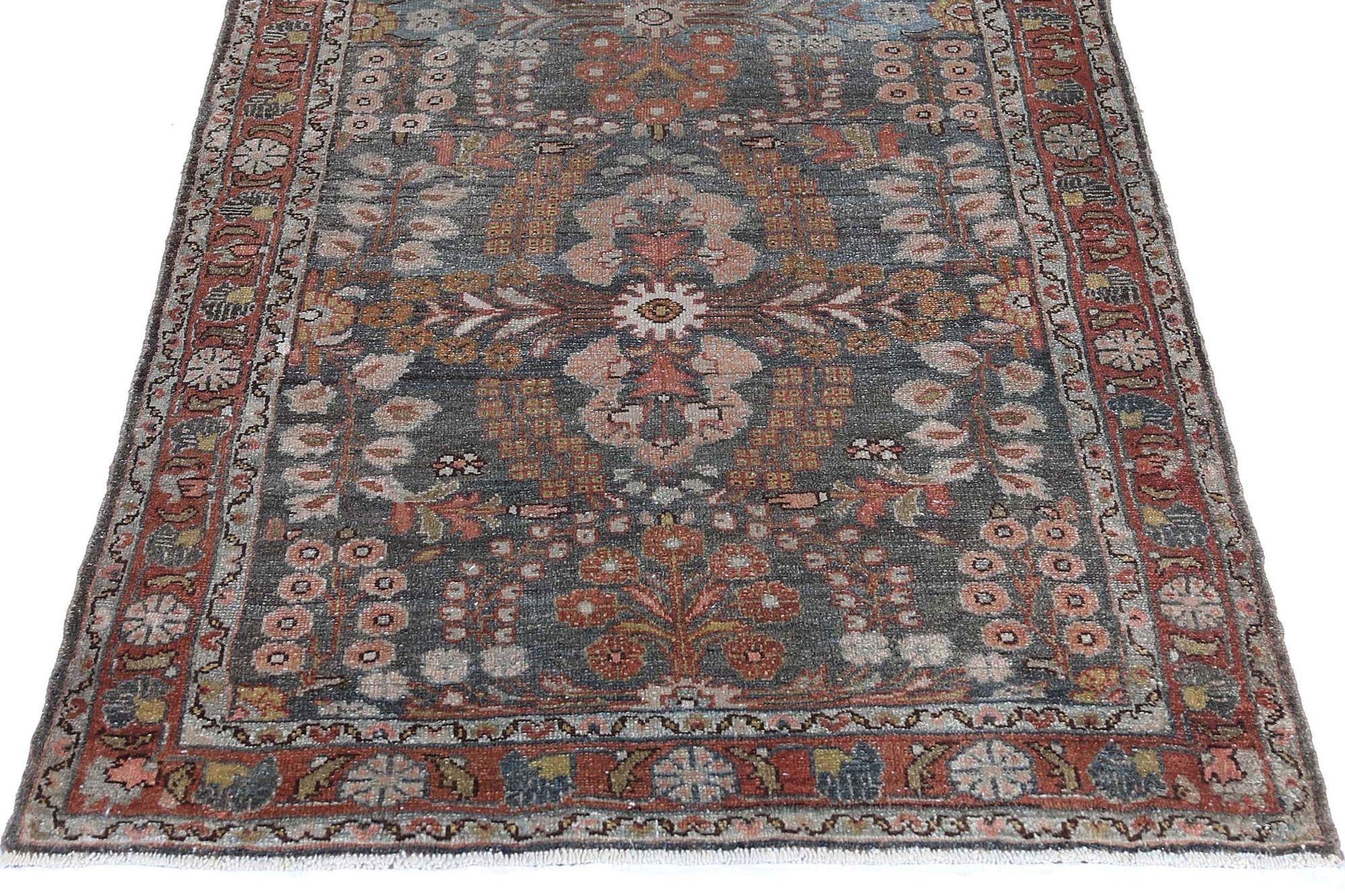 Persischer Malayer Läufer - Wolle Braun Elfenbein Hellblau Rot - 97895 (20. Jahrhundert) im Angebot