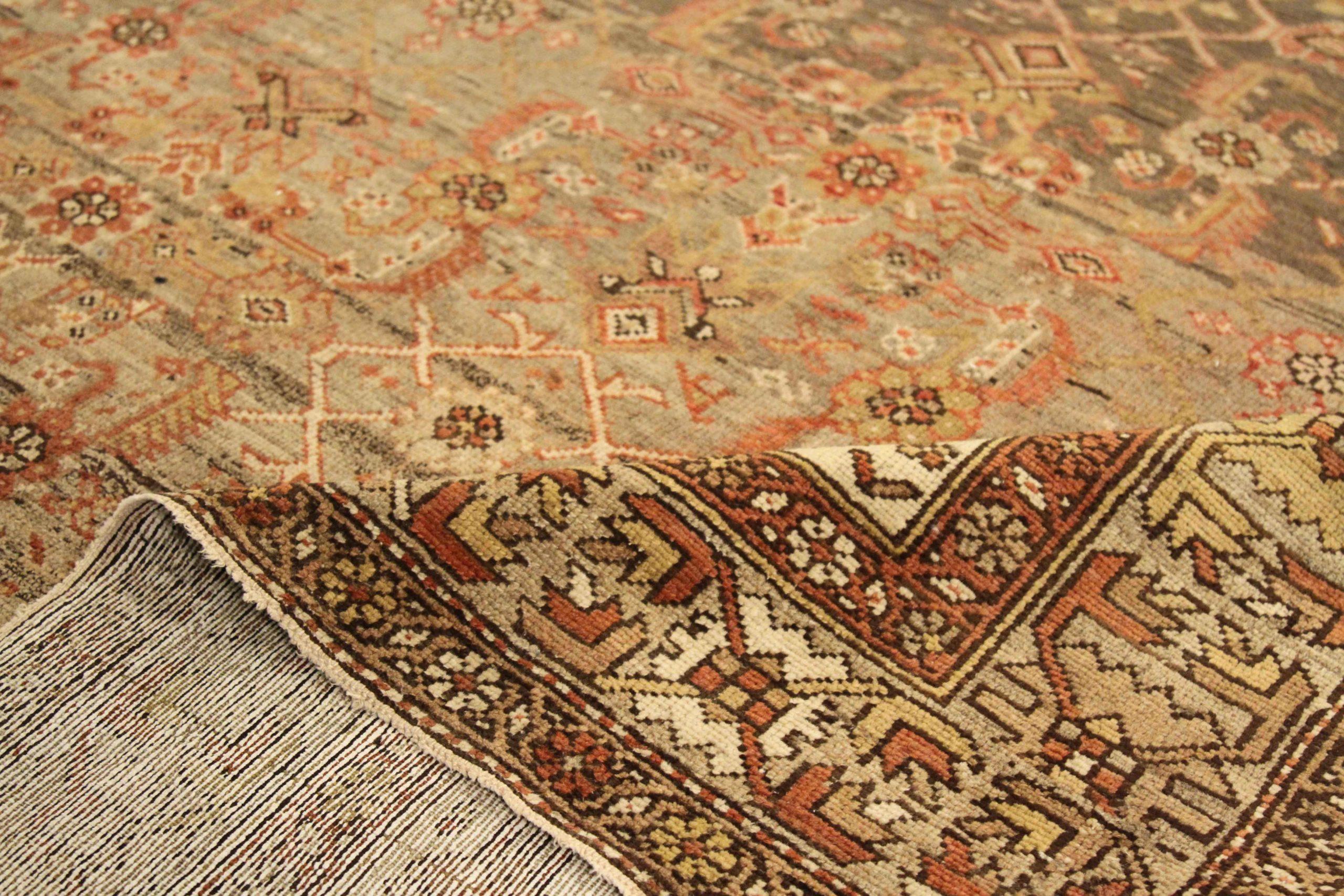 Persischer Malayer Läufer Teppich - Wolle Braun Elfenbein Rot Design - 76000 im Zustand „Hervorragend“ im Angebot in Dallas, TX