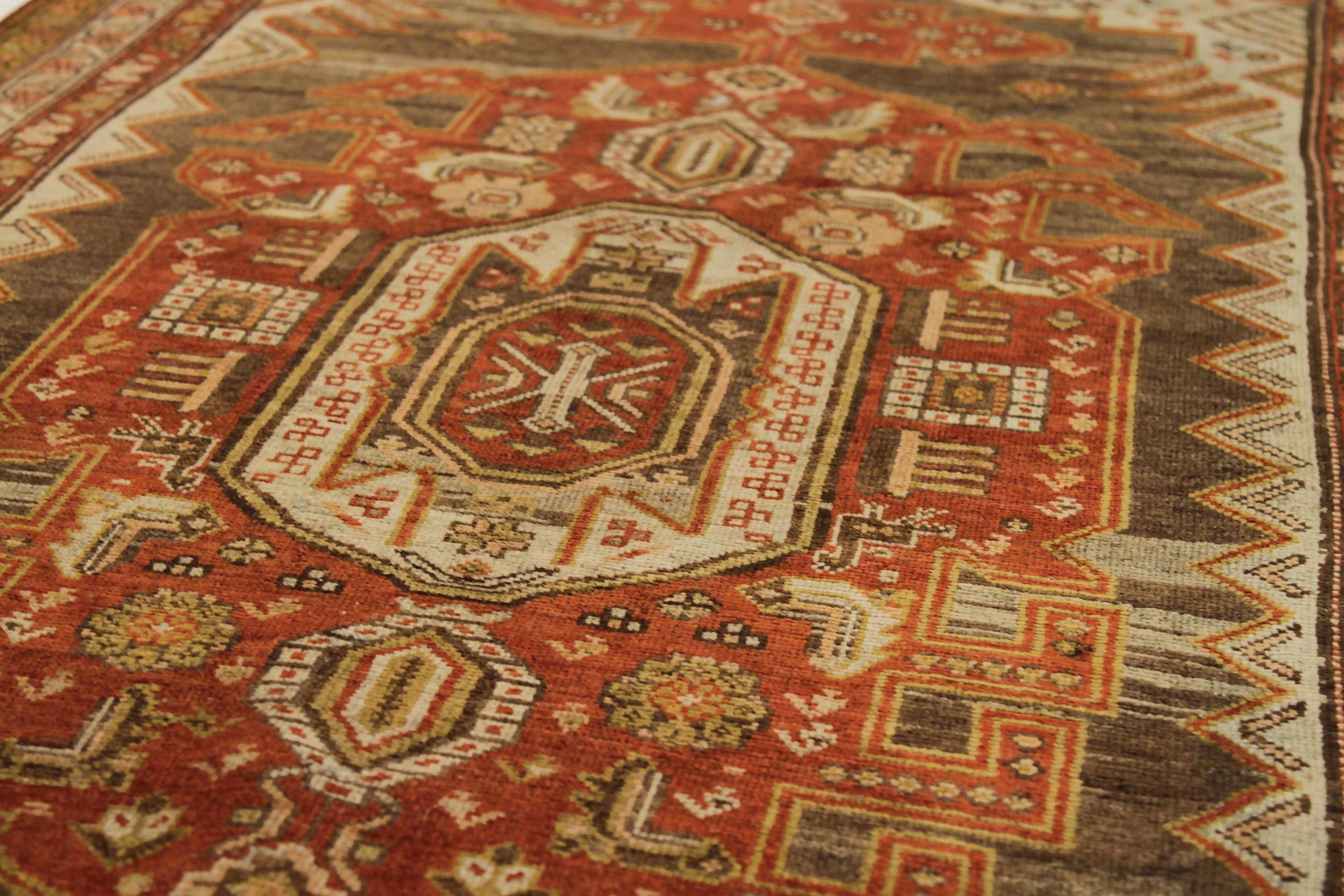 Persischer Malayer Läufer Teppich - Wolle Braun Elfenbein Rot Design - 88771 (Irakisch) im Angebot