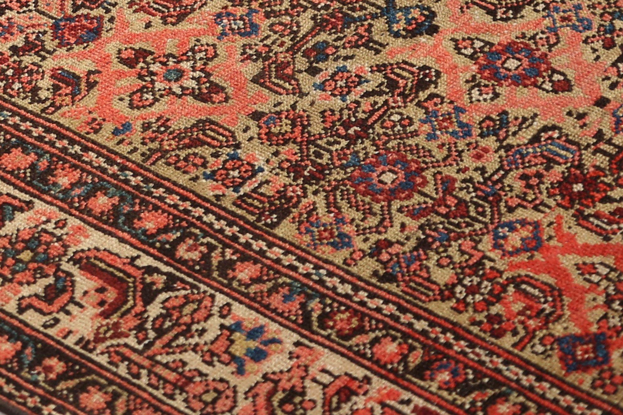 Persischer Malayer Läufer Teppich - Wolle Braun Elfenbein Rot Design - 97979 (Irakisch) im Angebot