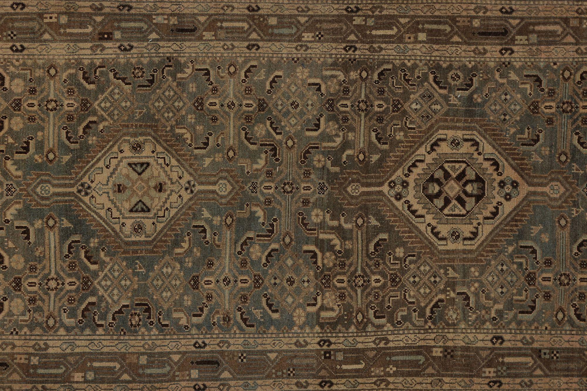 Persischer Malayer Läufer Teppich - Wolle Braun Elfenbein Taupe Design - 97803 im Zustand „Hervorragend“ im Angebot in Dallas, TX