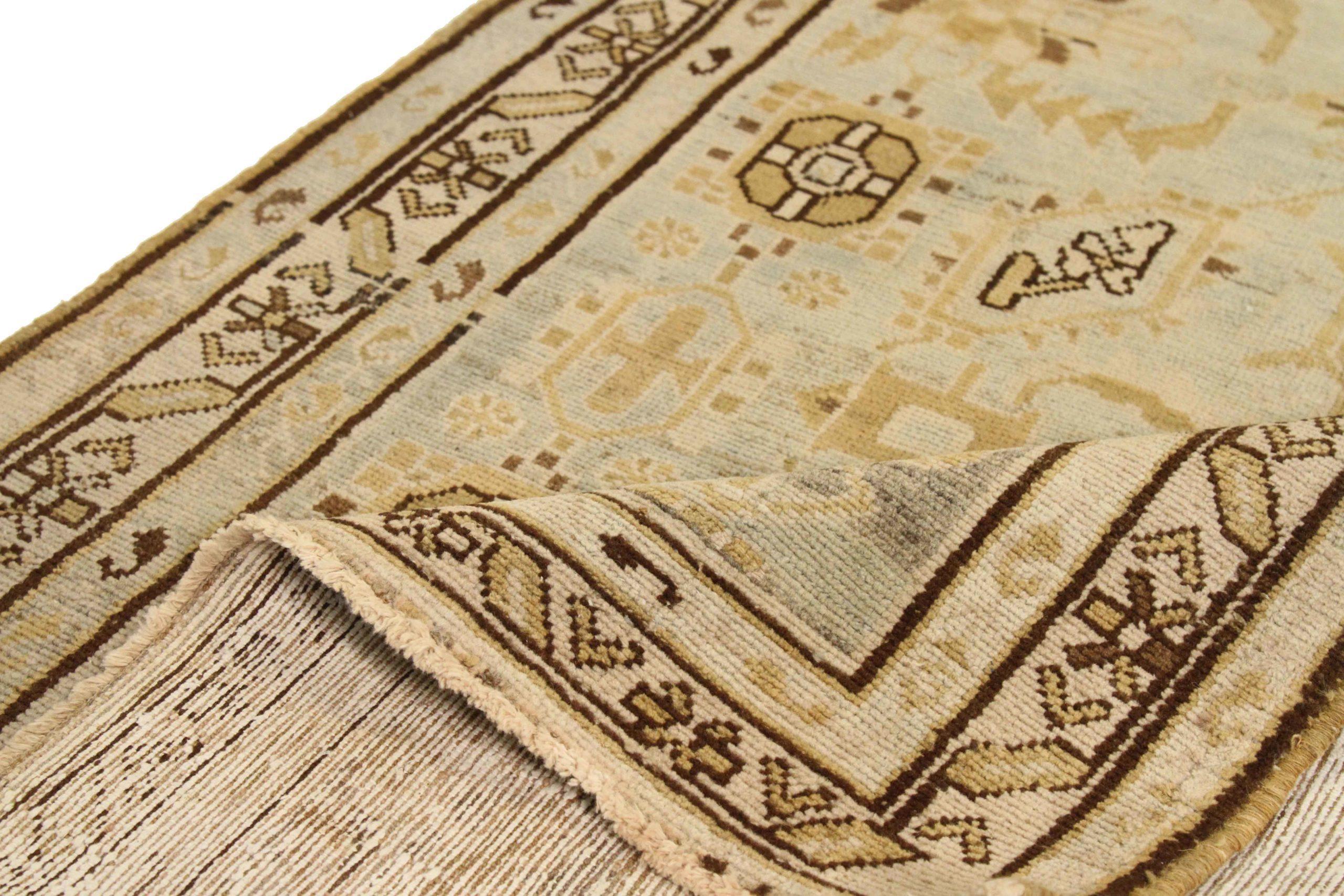 Irakien Tapis de course Persan Malayer - Laine Brown Ivory Yellow Design - 75831 en vente