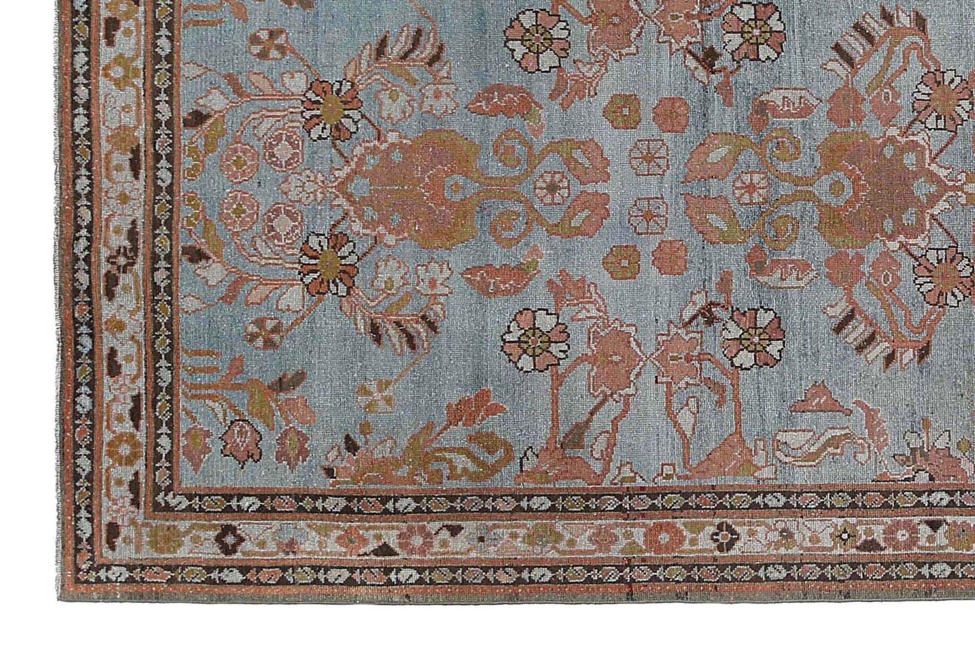 Persischer Malayer Läufer Teppich - Wolle Braun Hellblau Design - 97919 (Irakisch) im Angebot