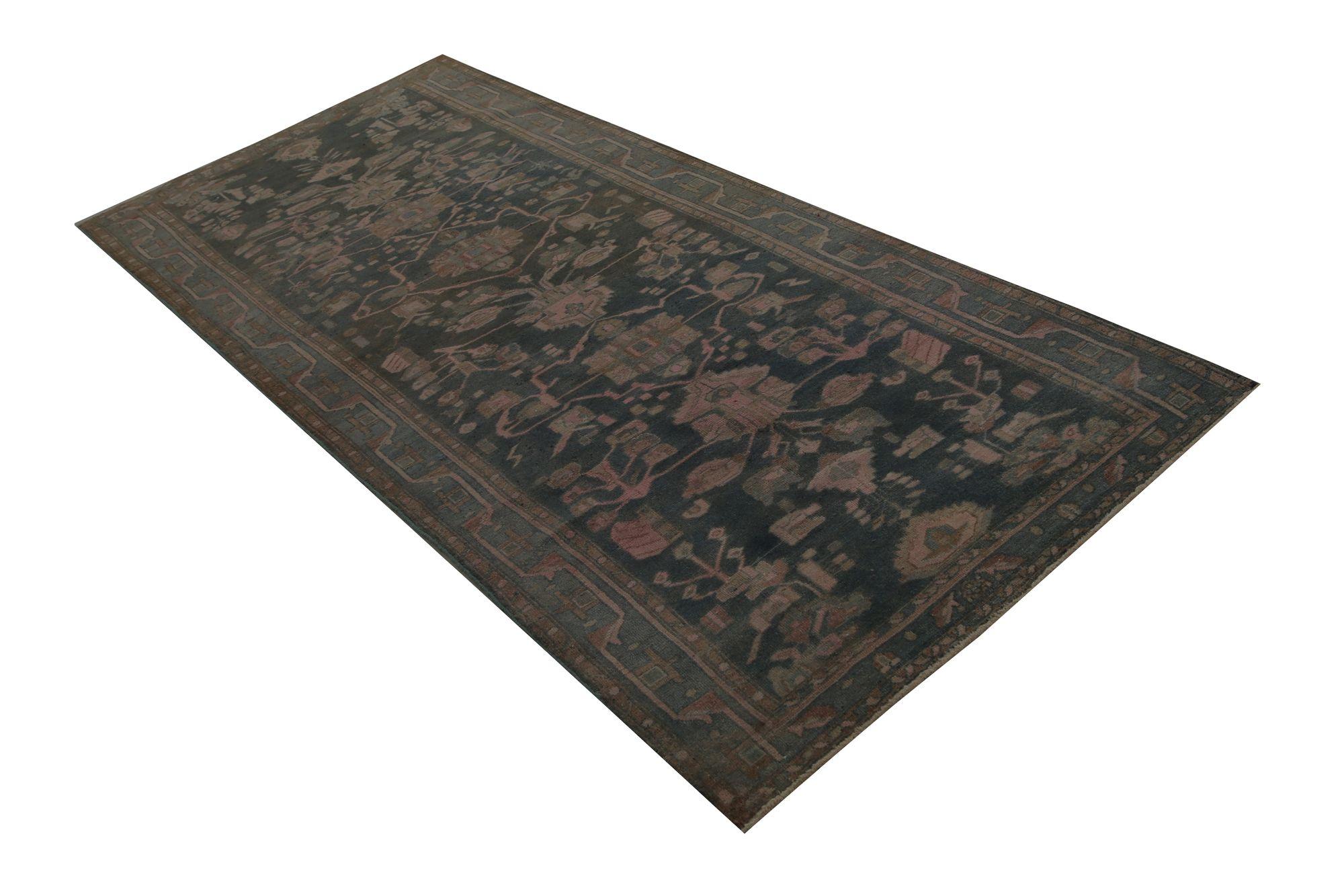 Iracheno Tappeto persiano Malayer Runner - Disegno in lana marrone e rosa - 97841 in vendita