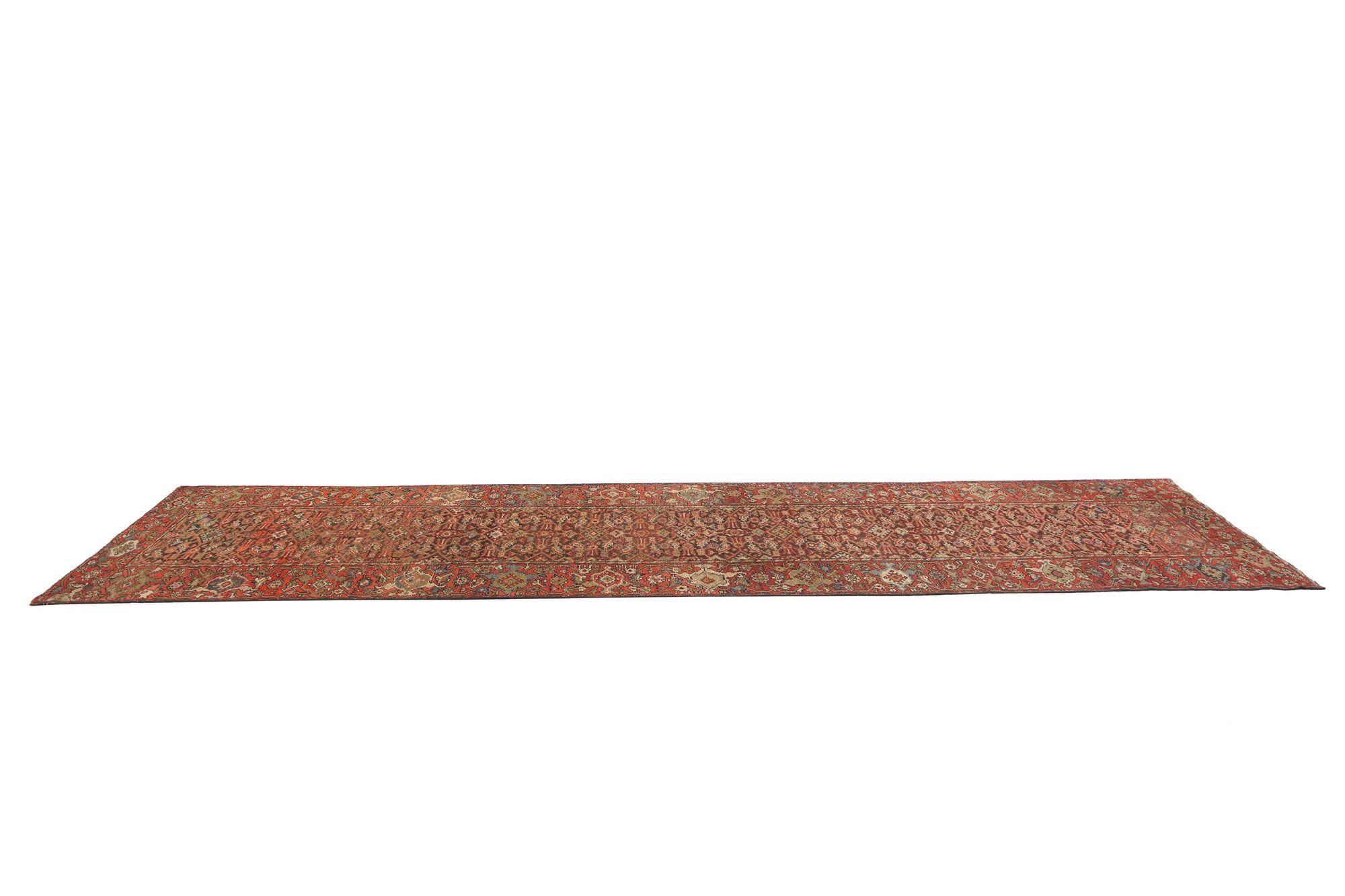Persischer Malayer Läufer Teppich - Wolle Braun Rot Design - 97134 im Zustand „Hervorragend“ im Angebot in Dallas, TX