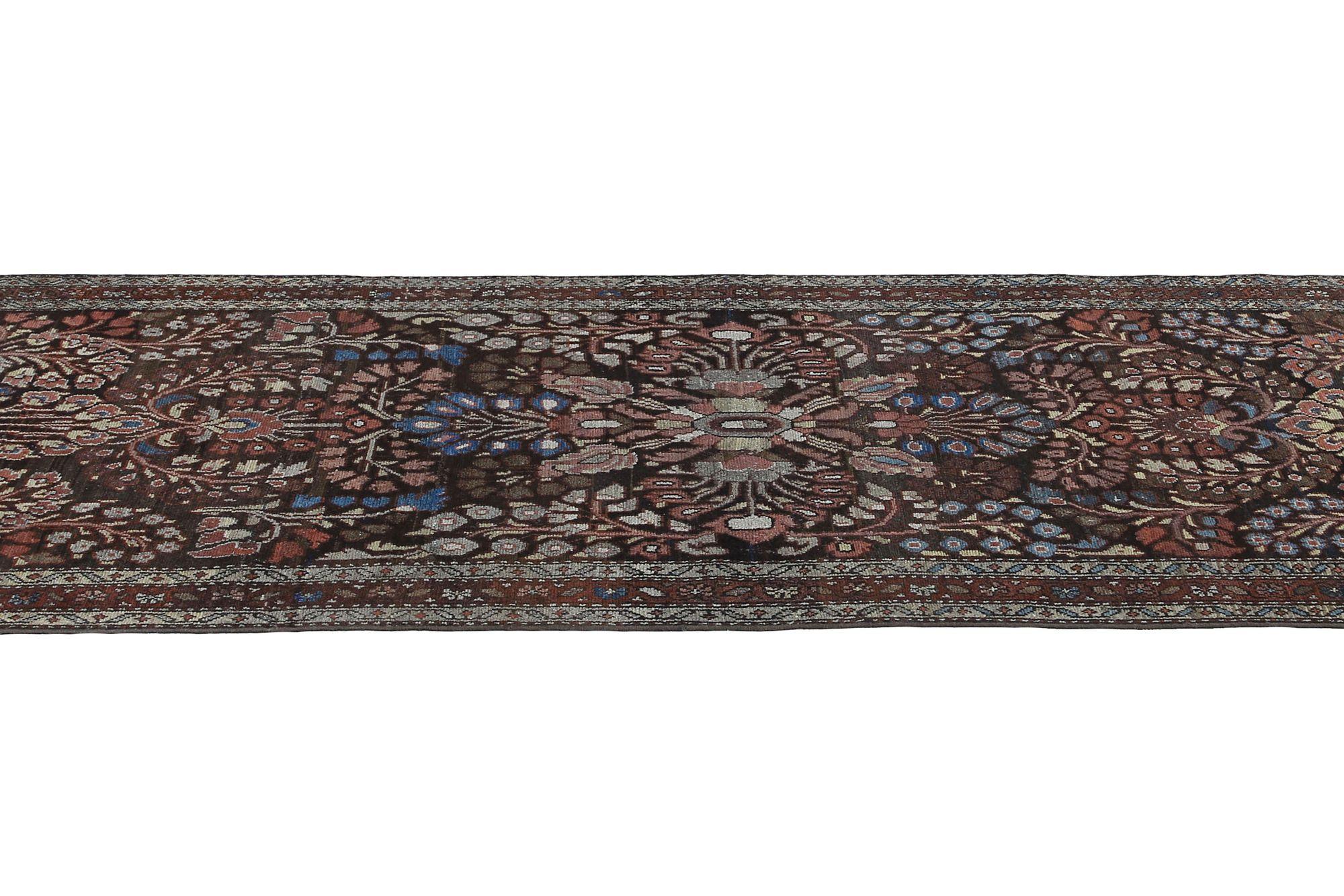 Persischer Malayer Läufer Teppich - Wolle Braun Rot Design - 97457 im Zustand „Hervorragend“ im Angebot in Dallas, TX