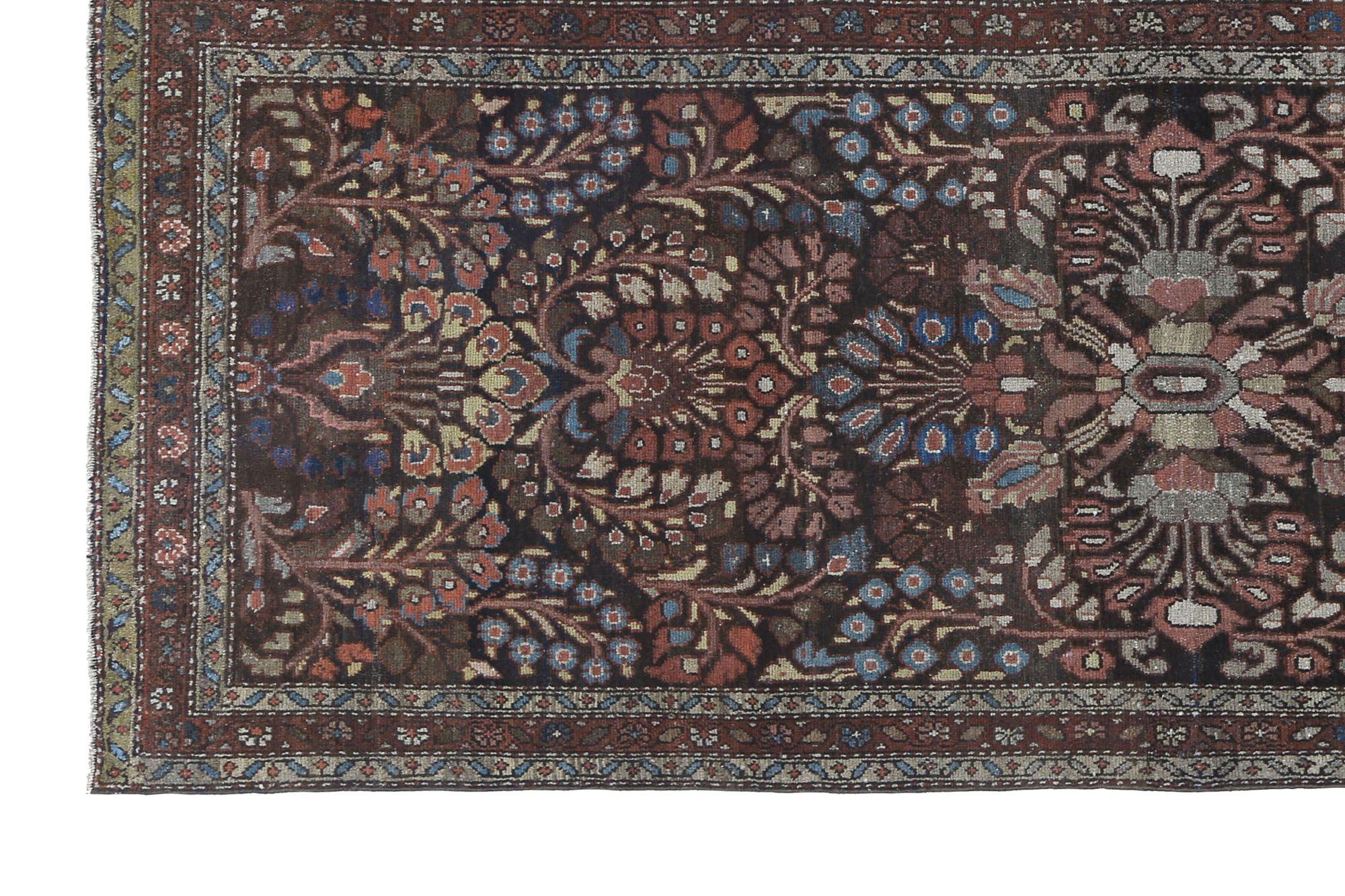 Persischer Malayer Läufer Teppich - Wolle Braun Rot Design - 97457 (20. Jahrhundert) im Angebot