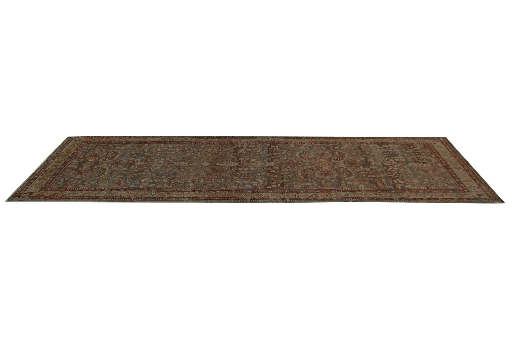XX secolo Tappeto Persiano Malayer Runner - Lana Marrone Rosso Design - 97829 in vendita