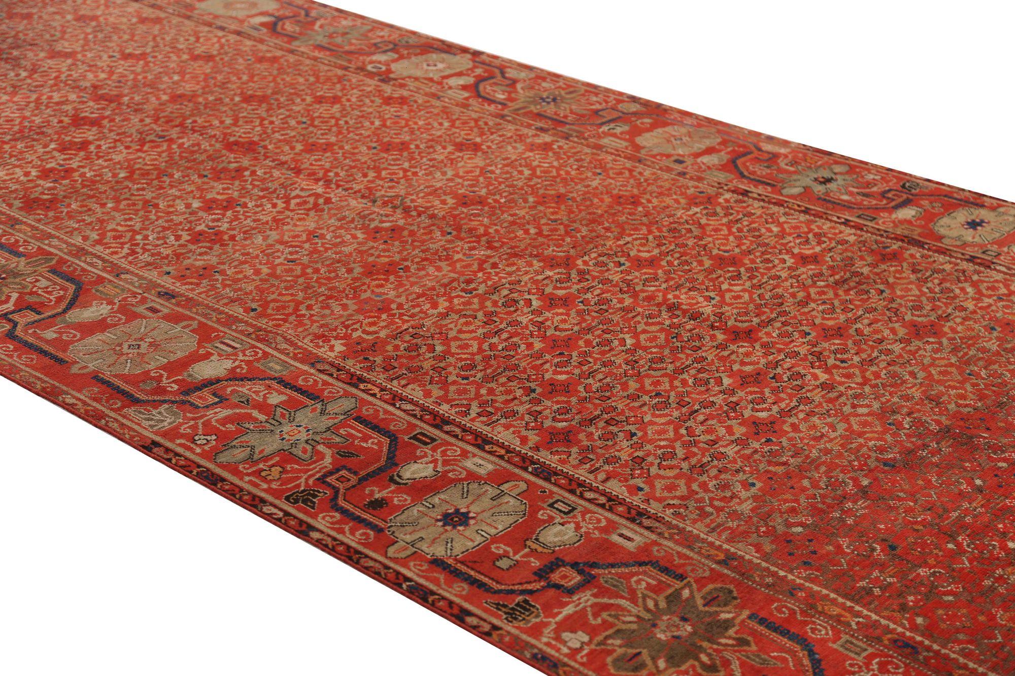 Persischer Malayer Läufer Teppich - Wolle Braun Rot Design - 97981 im Zustand „Hervorragend“ im Angebot in Dallas, TX