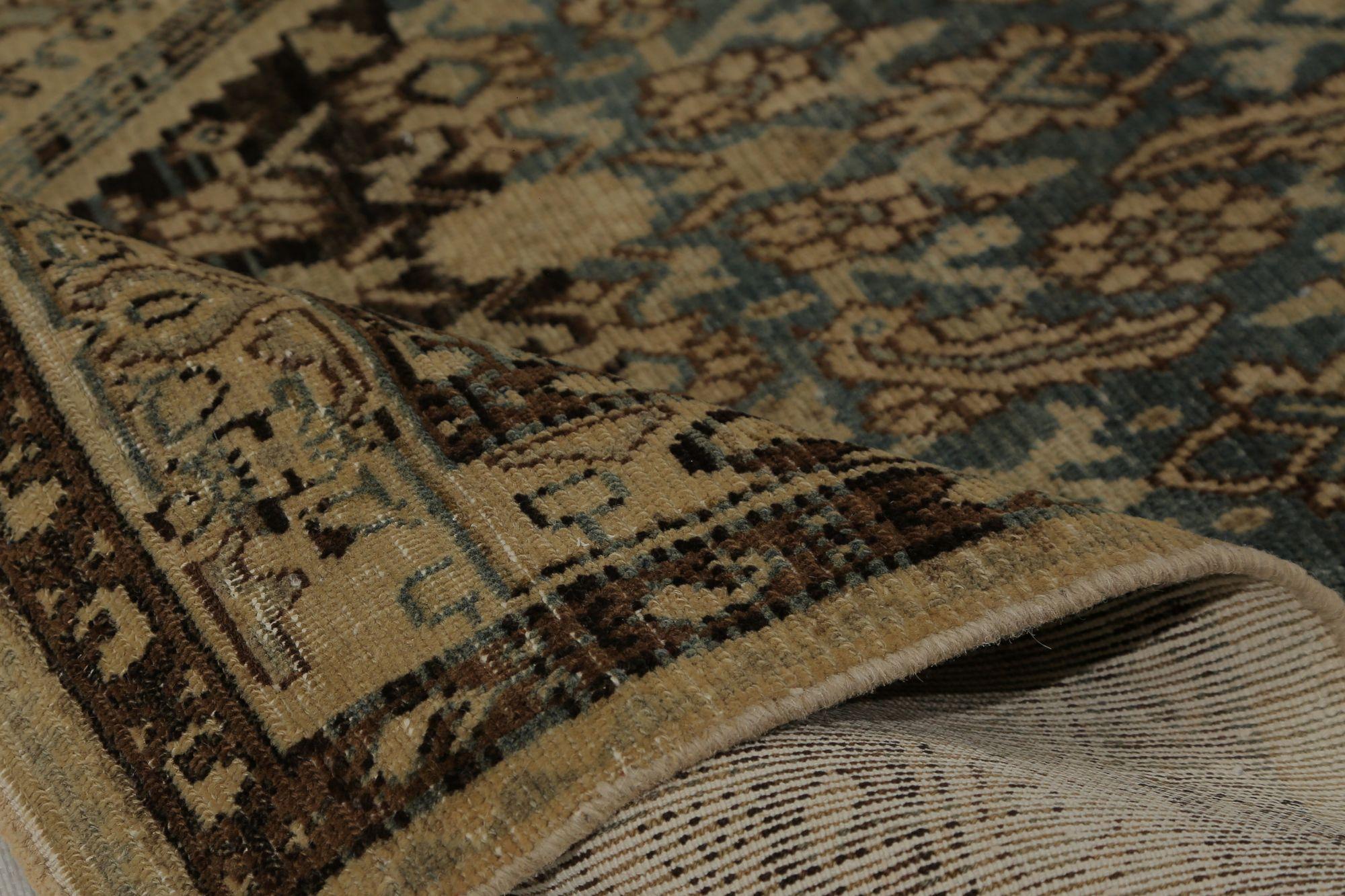 Persischer Malayer Läufer Teppich - Wolle Brown Taupe Design - 97806 (20. Jahrhundert) im Angebot