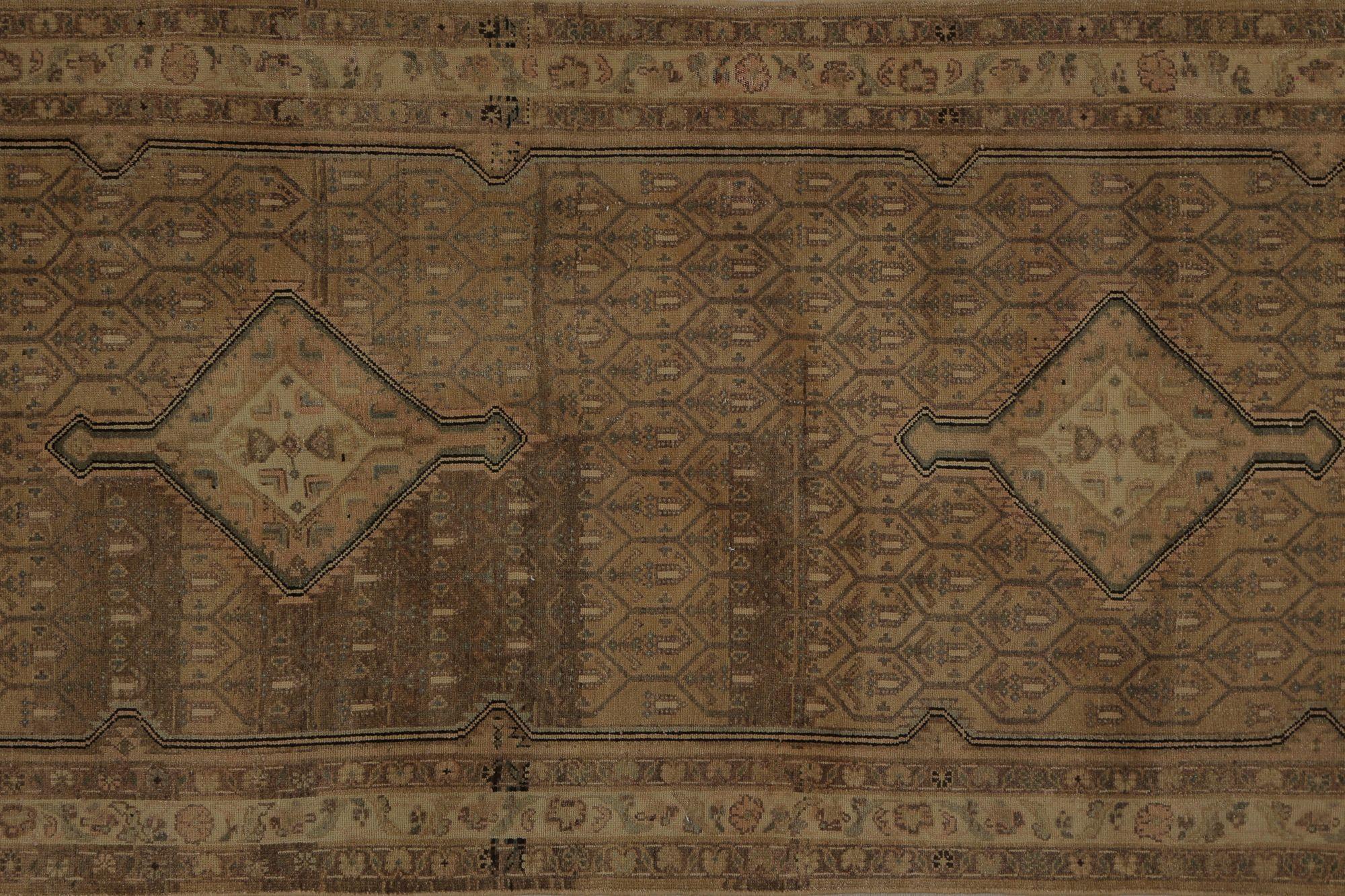 Persischer Malayer Läufer Teppich - Wolle Brown Taupe Design - 97819 im Zustand „Hervorragend“ im Angebot in Dallas, TX