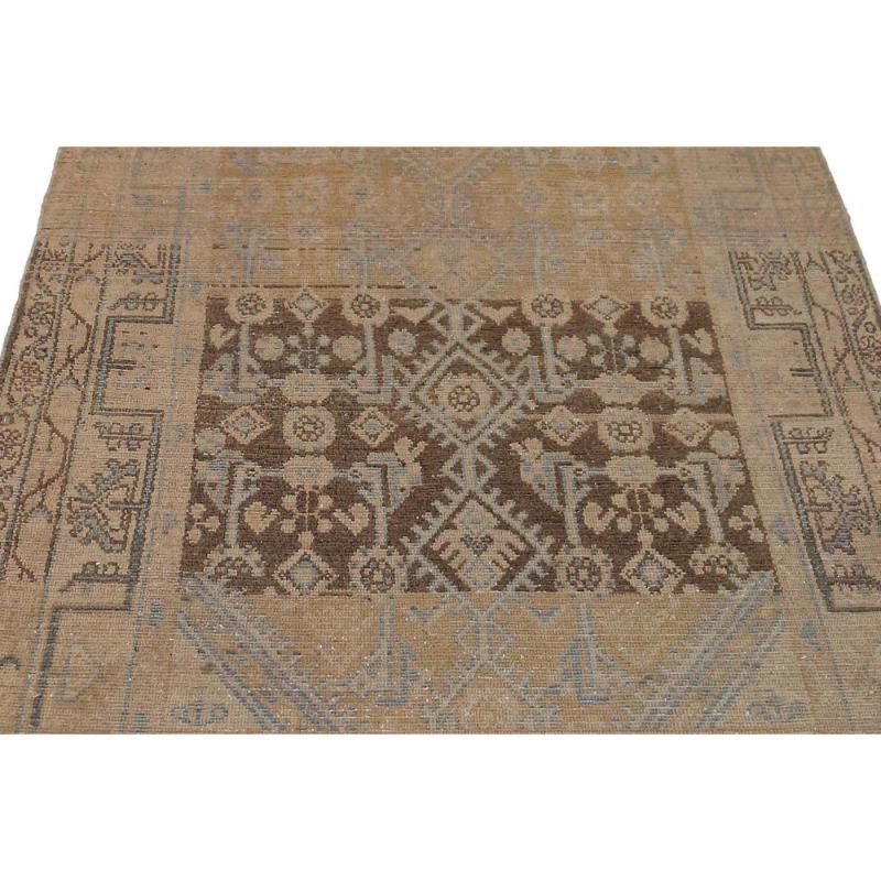 Persischer Malayer Läufer Teppich - Wolle Braun Taupe Gelb Design - 97536 (Irakisch) im Angebot