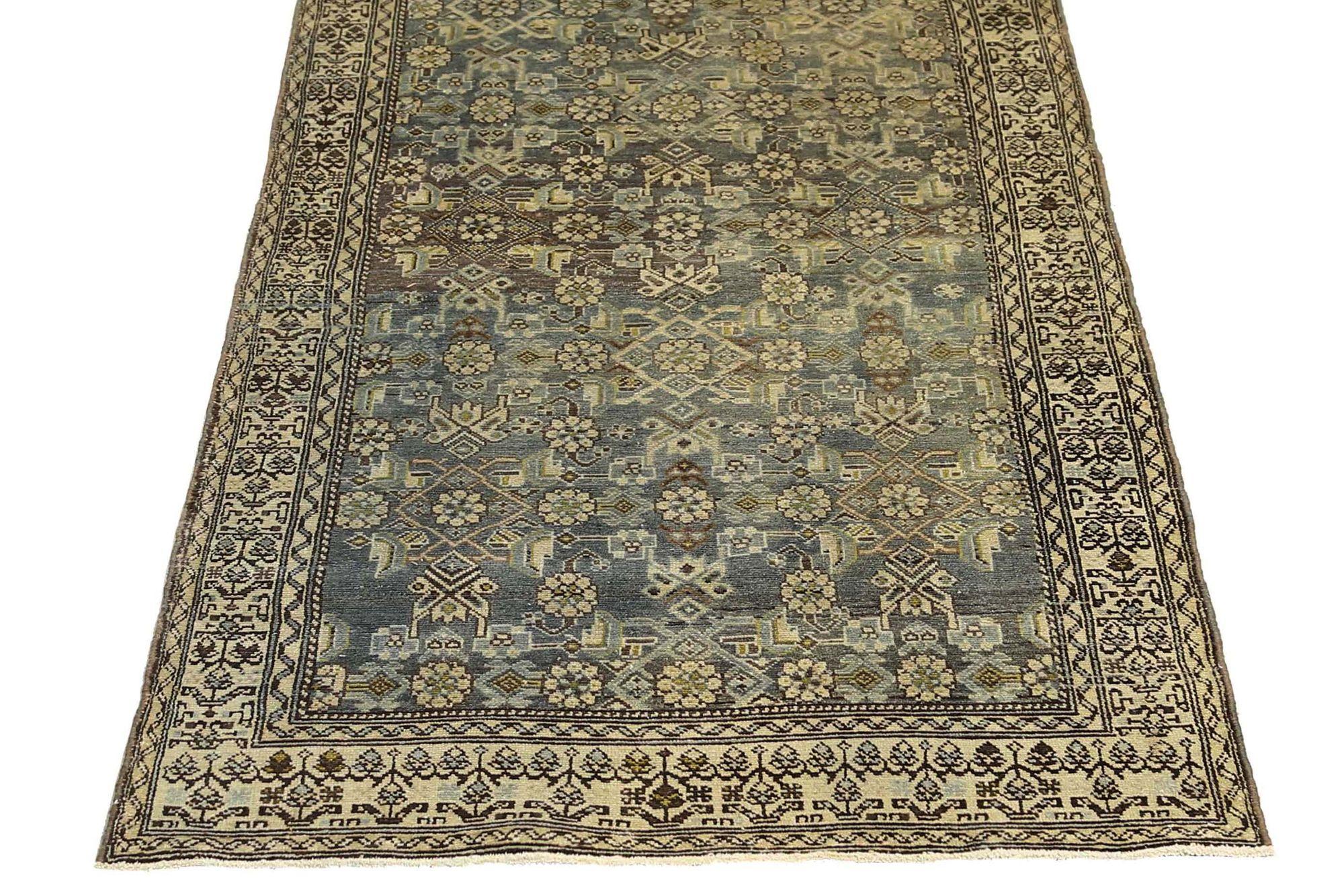 Persischer Malayer Läufer Teppich - Wolle Braun Gelb Design - 96868 (20. Jahrhundert) im Angebot