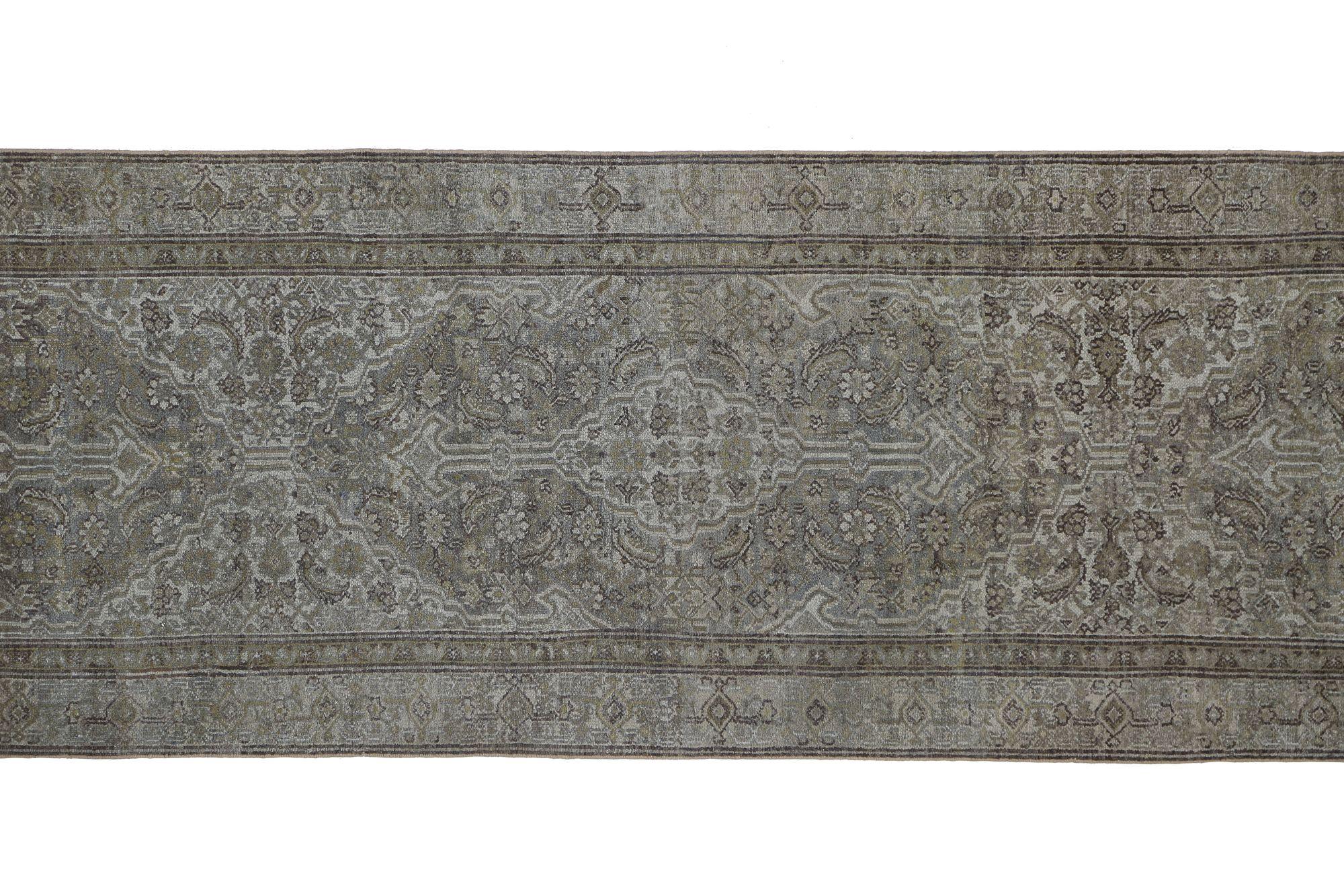 Persischer Malayer-Läufer aus Wolle – elfenbeinfarbenes Design – 97635 (Irakisch) im Angebot