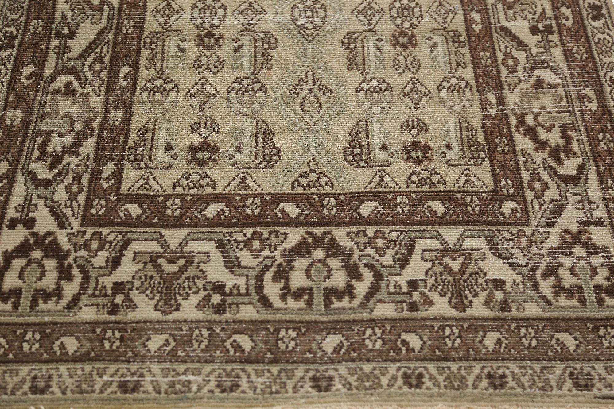 Persischer Malayer-Läufer aus Wolle – elfenbeinfarbenes Design – 97684 im Zustand „Hervorragend“ im Angebot in Dallas, TX