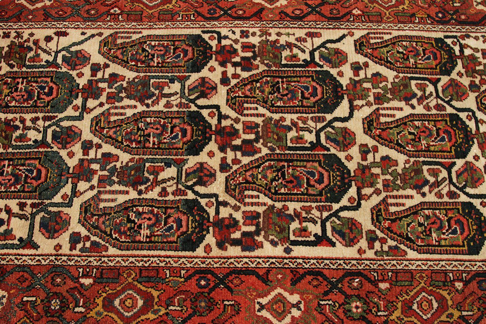 Persischer Malayer-Läufer aus Wolle - Elfenbeinrot-Design - 92621 im Zustand „Hervorragend“ im Angebot in Dallas, TX