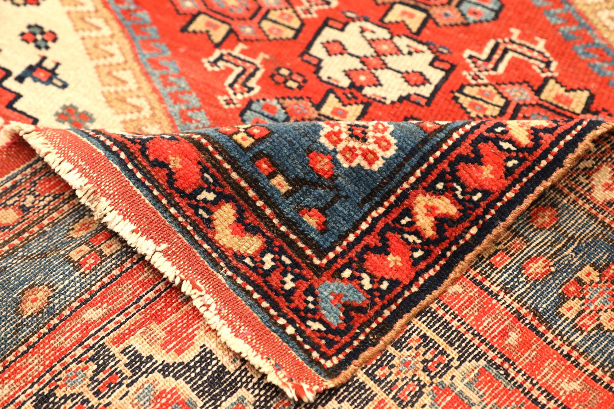 Persischer Malayer-Läufer aus Wolle - Elfenbeinrot-Design - 94326 im Zustand „Hervorragend“ im Angebot in Dallas, TX