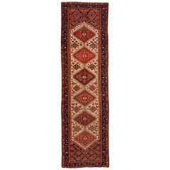 Persian Malayer Runner Rug - Wool Ivory Red Design - 94326