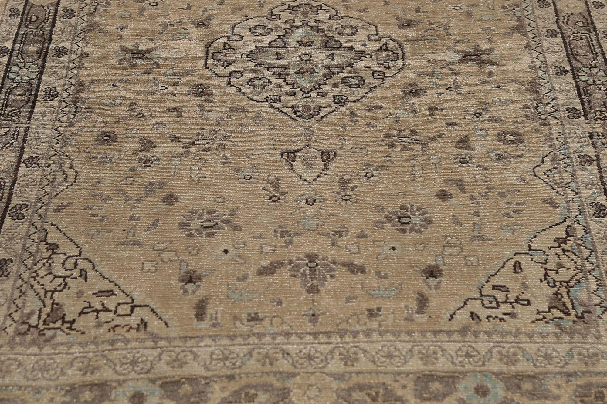 Iracheno Tappeto Persiano Malayer Runner - Lana Avorio Taupe Design - 97172 in vendita