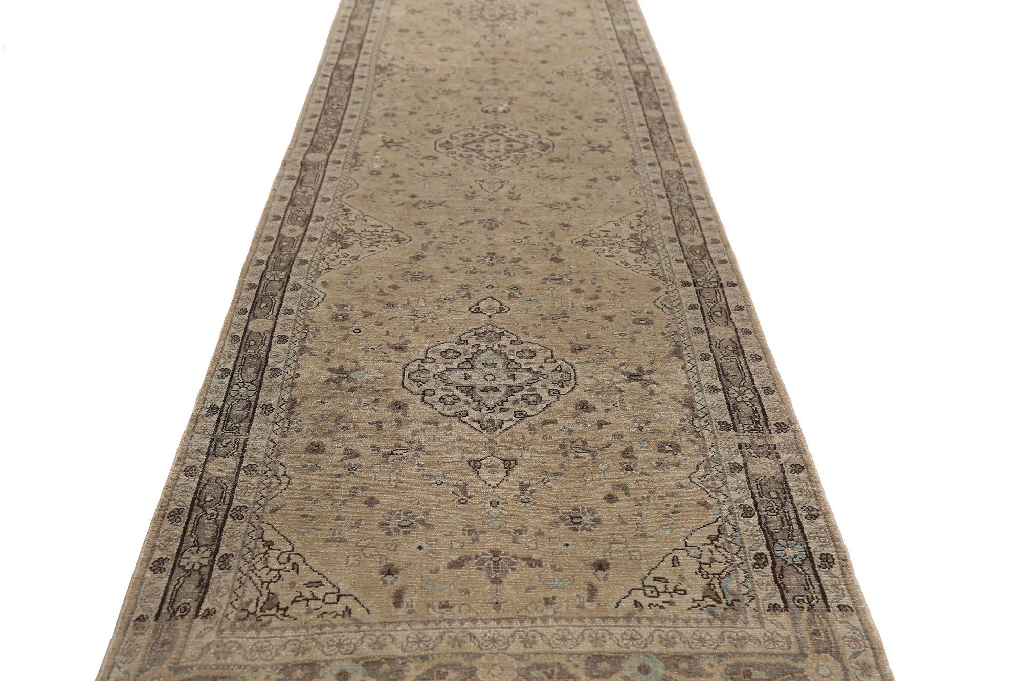 Tappeto Persiano Malayer Runner - Lana Avorio Taupe Design - 97172 In condizioni ottime in vendita a Dallas, TX