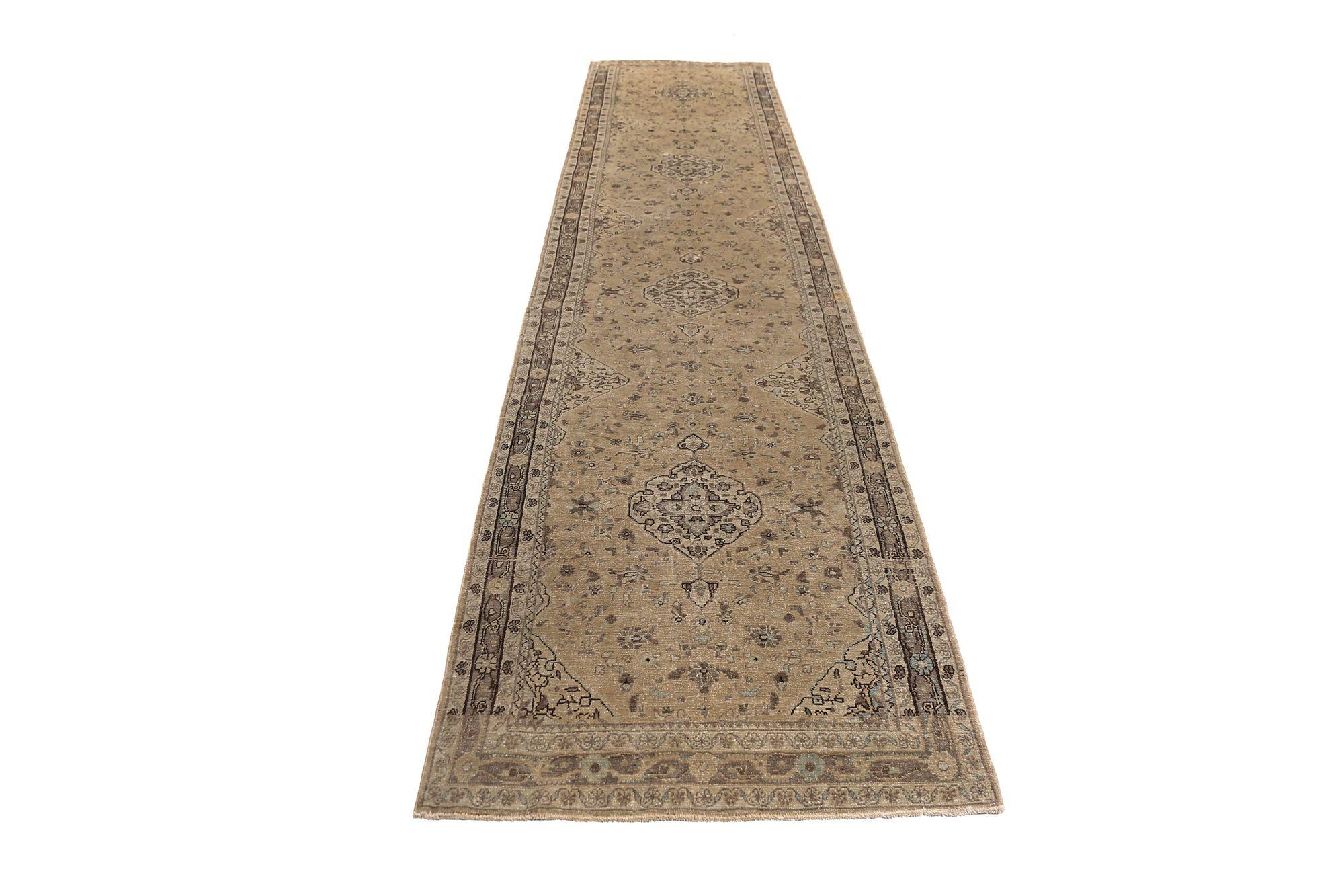 XX secolo Tappeto Persiano Malayer Runner - Lana Avorio Taupe Design - 97172 in vendita
