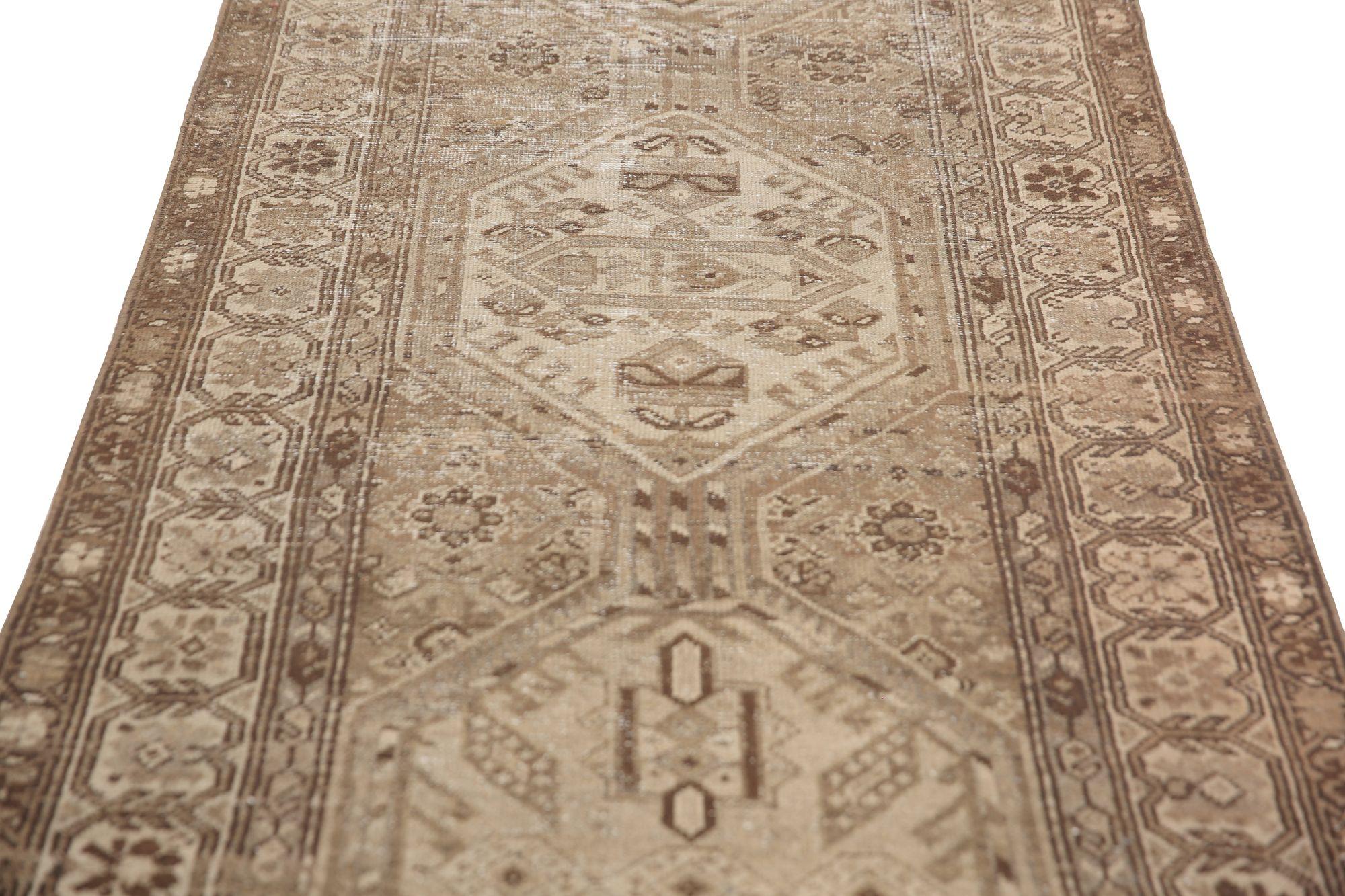Iracheno Tappeto Persiano Malayer Runner - Lana Avorio Taupe Design - 97958 in vendita
