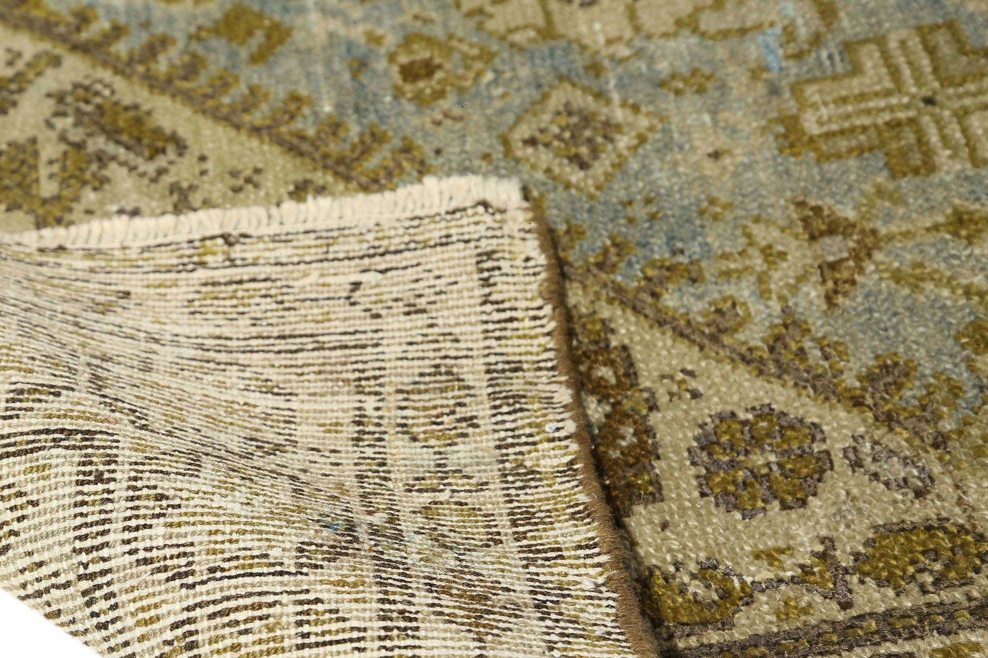 Persischer Malayer-Läufer aus Wolle in Hellblau mit Design - 96685 (Irakisch) im Angebot