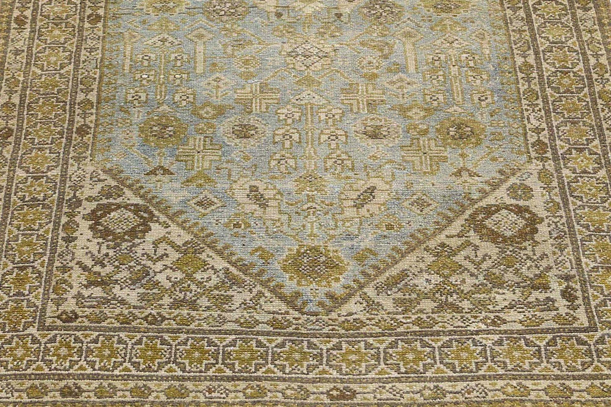 Persischer Malayer-Läufer aus Wolle in Hellblau mit Design - 96685 (20. Jahrhundert) im Angebot
