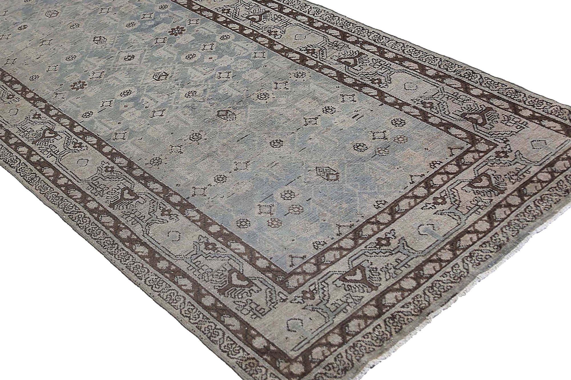 Persischer Malayer-Läufer aus Wolle in Hellblau mit Design - 96866 im Zustand „Hervorragend“ im Angebot in Dallas, TX