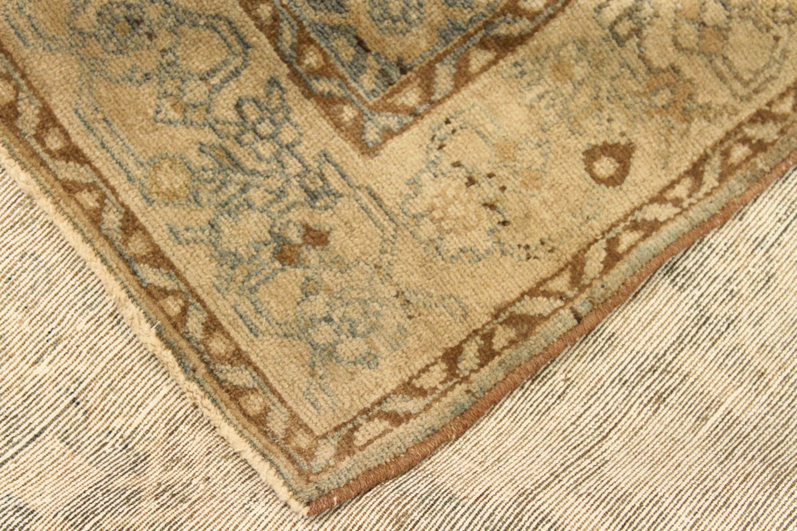 Asian Persian Malayer Small Rug - Wool Blue Brown Ivory Design - 75512 For Sale