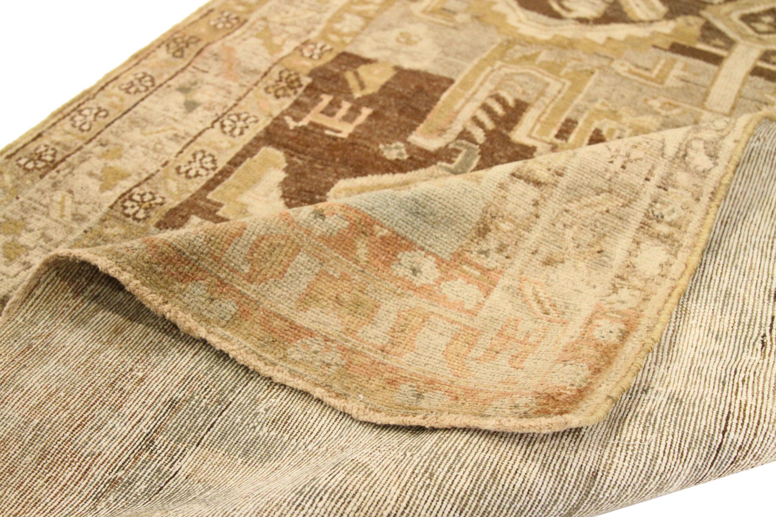 Asian Persian Malayer Small Rug - Wool Blue Brown Ivory Design - 75514 For Sale
