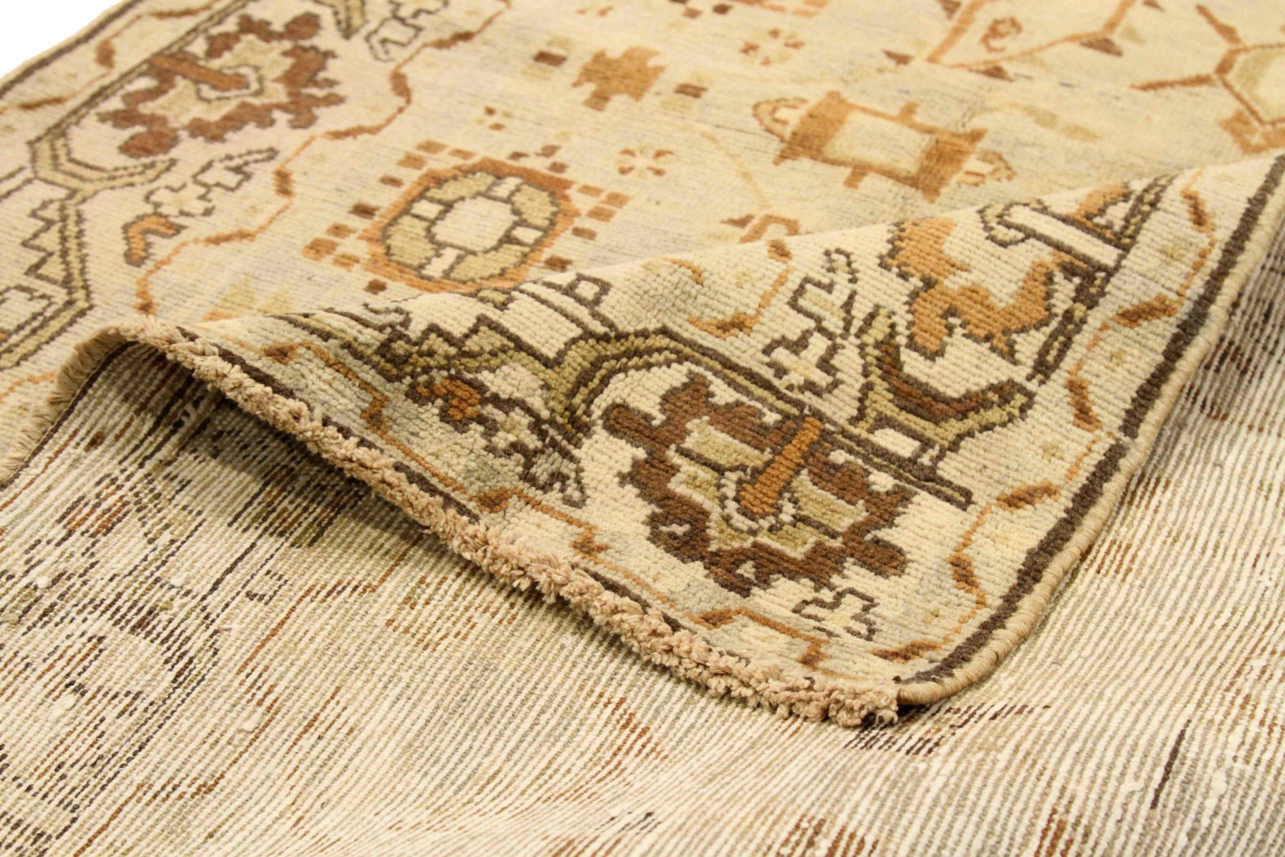 Persischer Malayer Kleiner Teppich - Wolle Blau Braun Elfenbein Design - 75639 (Asiatisch) im Angebot